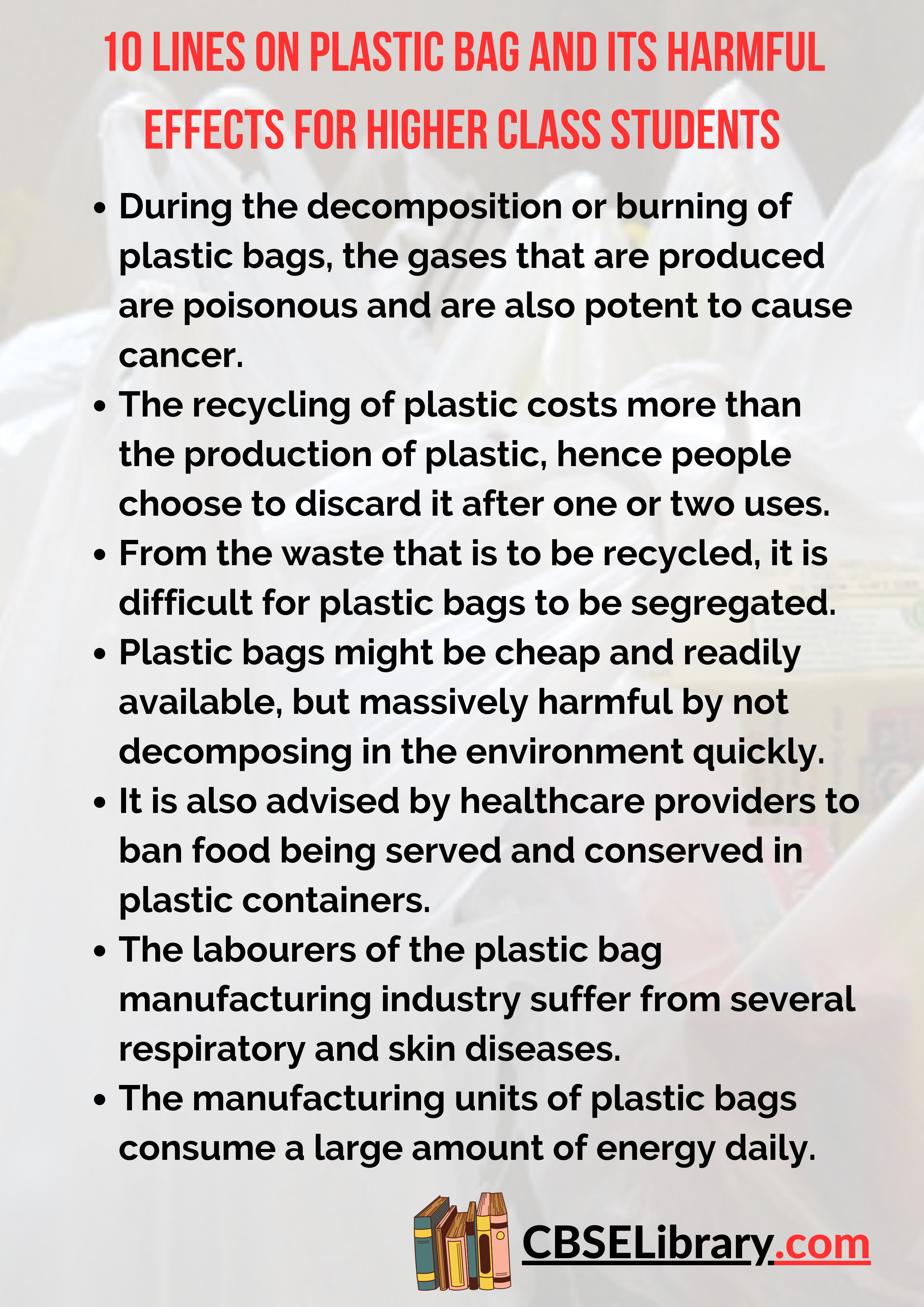 10 Lines on Plastic Bag And Its Harmful Effects for Higher Class Students