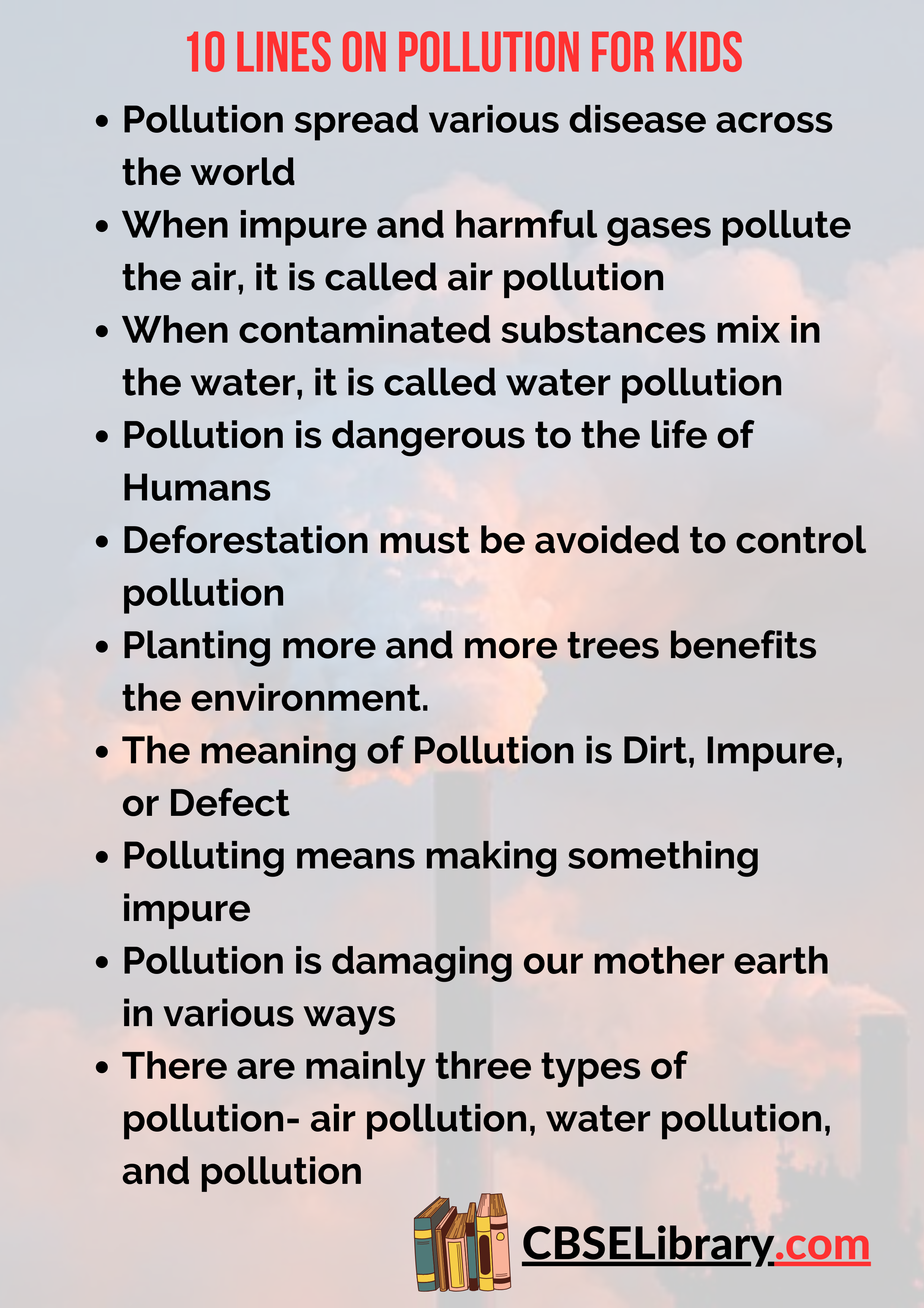 10 Lines on Pollution for Kids