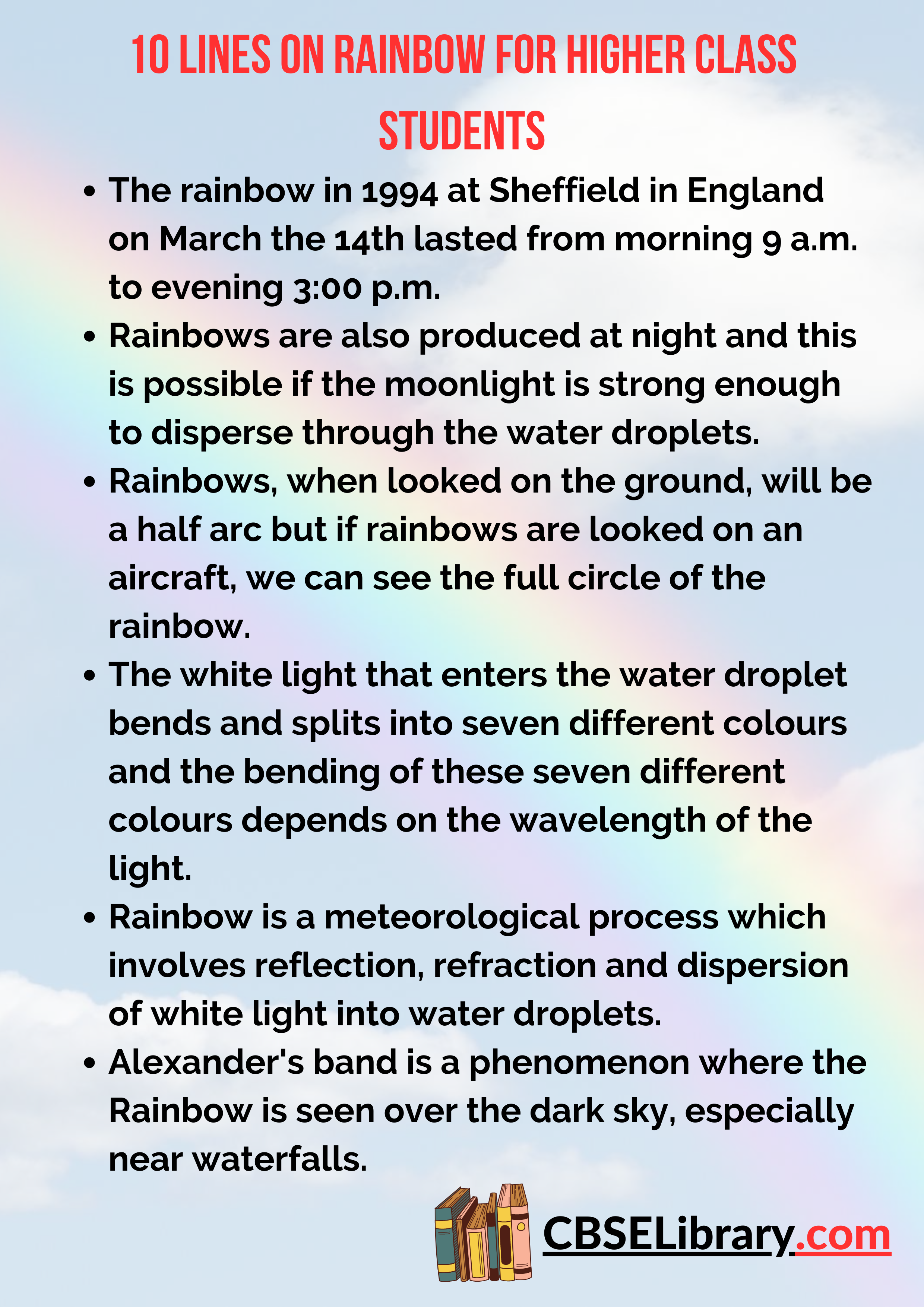 10 Lines on Rainbow for Higher Class Students