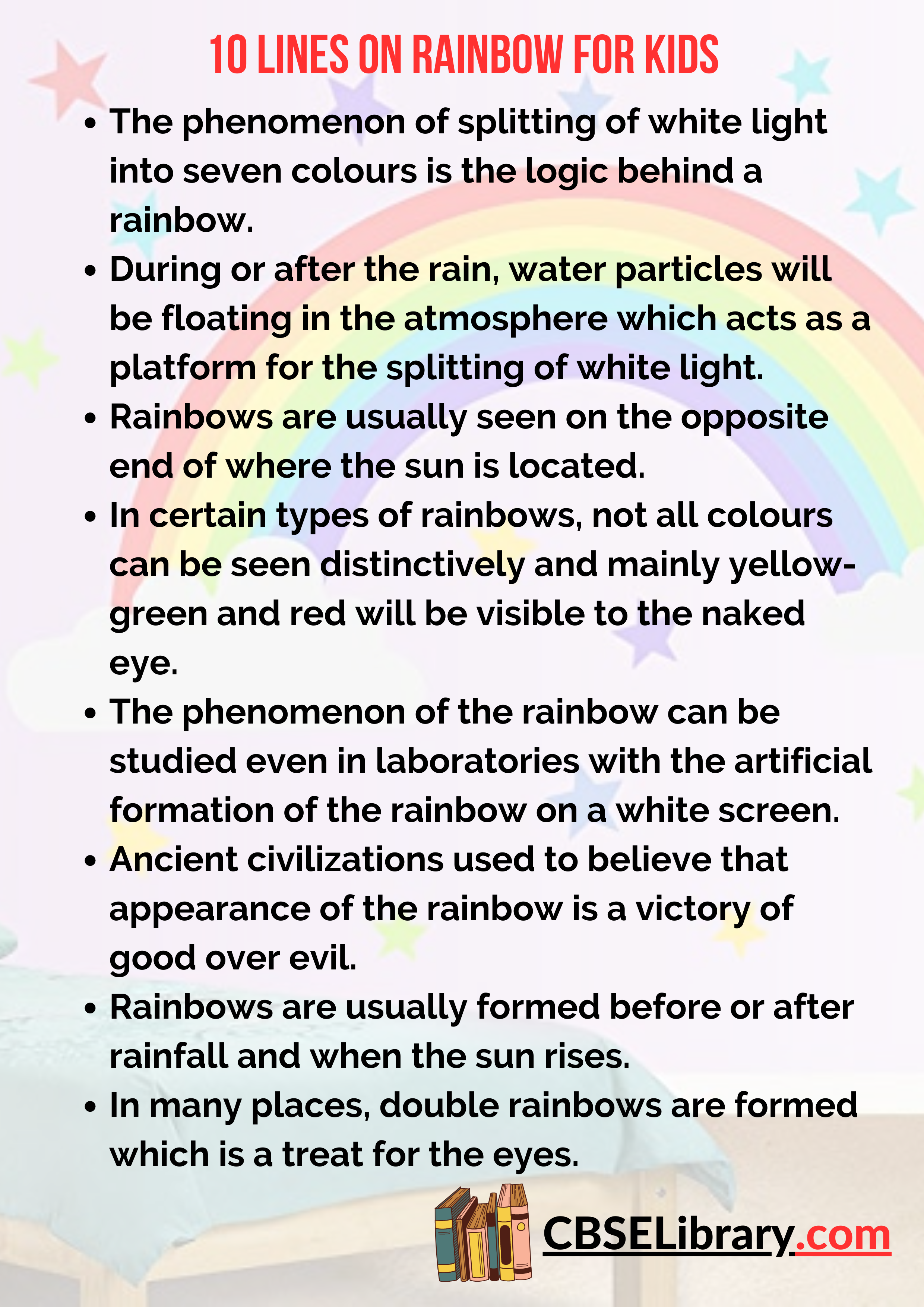 10 Lines on Rainbow for Kids