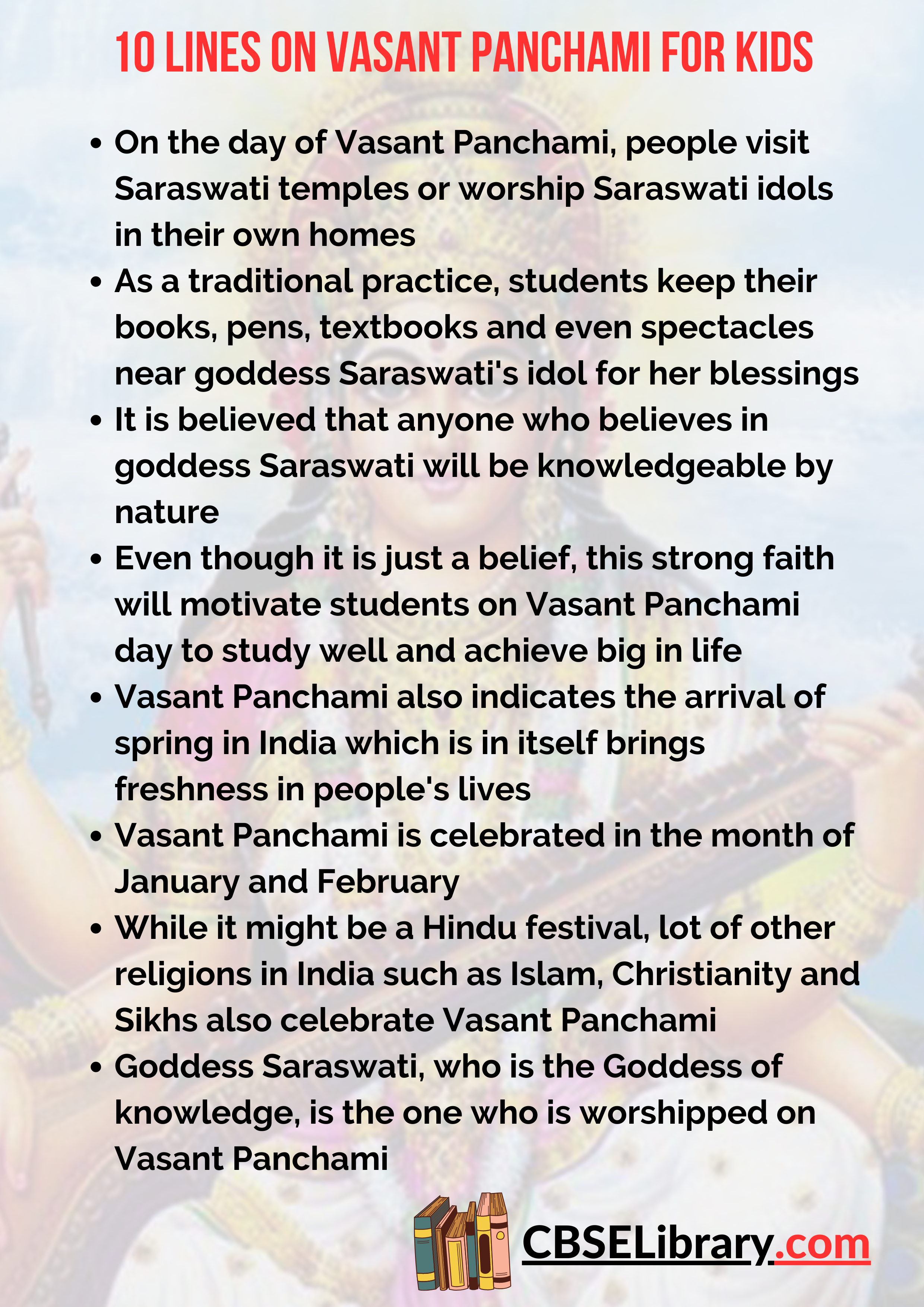 10 Lines on Vasant Panchami for Kids