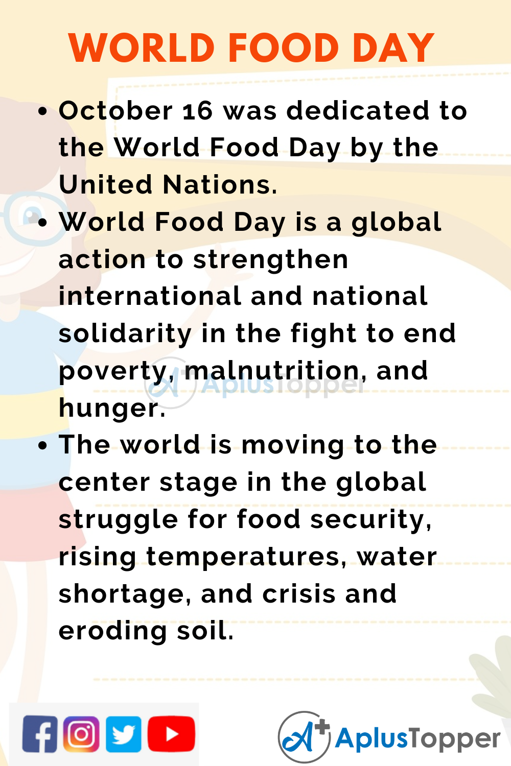 10 Lines on World Food Day for Higher Class Students
