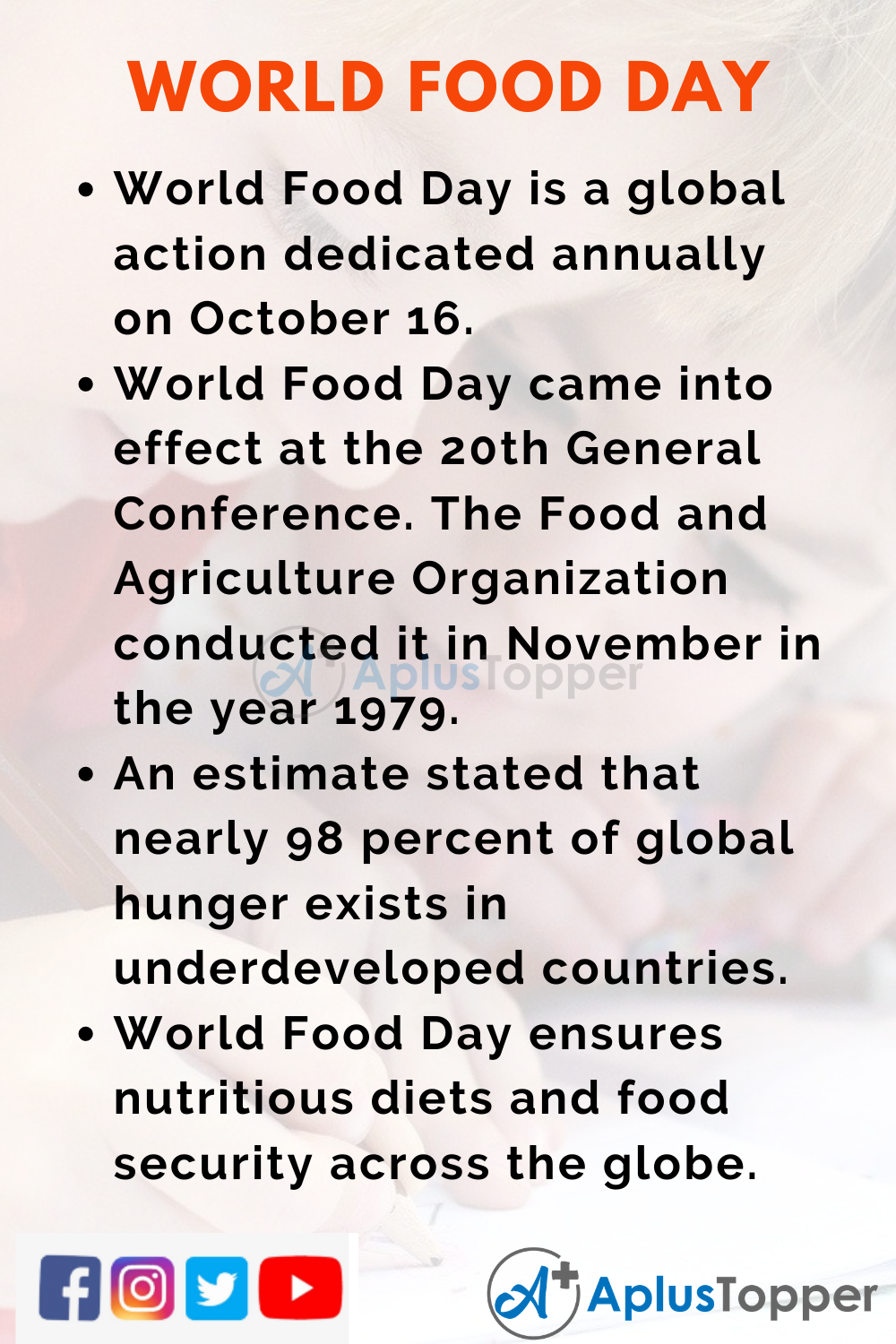 10 Lines on World Food Day for Kids