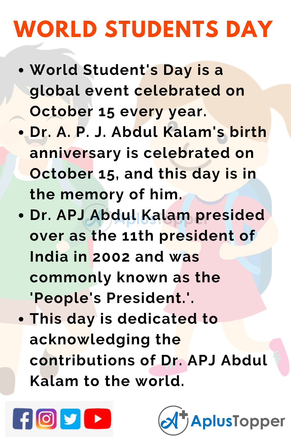 10 Lines on World Student's Day for Kids