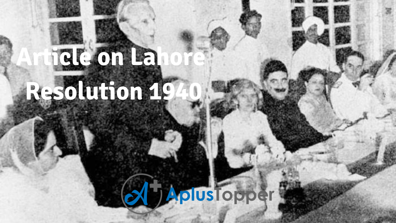Article on Lahore Resolution 1940