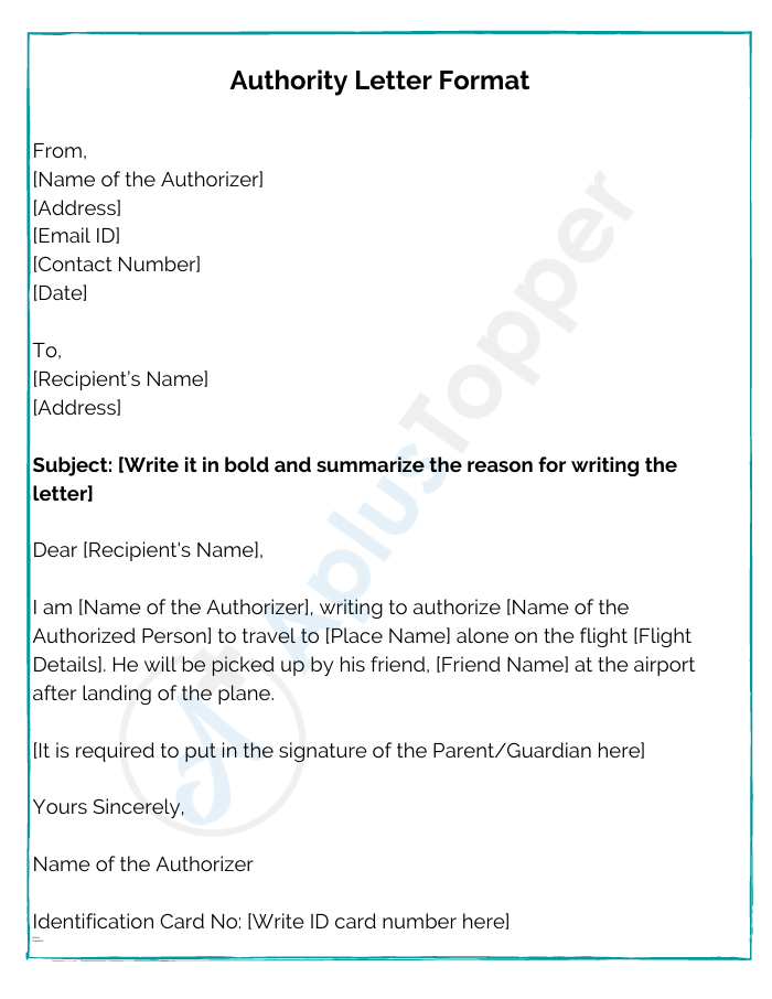 Authority Letter Format, Samples and How To Write An Authority Letter