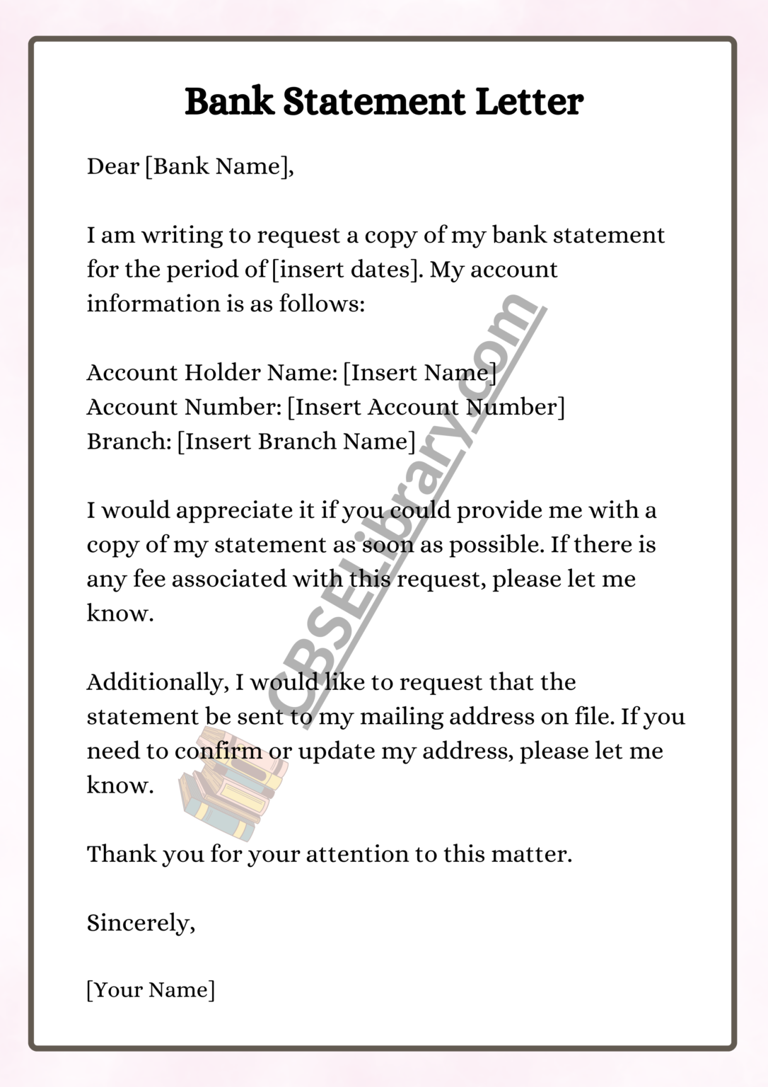 Bank Statement Letter | Format Sample and How To Write Bank Statement ...