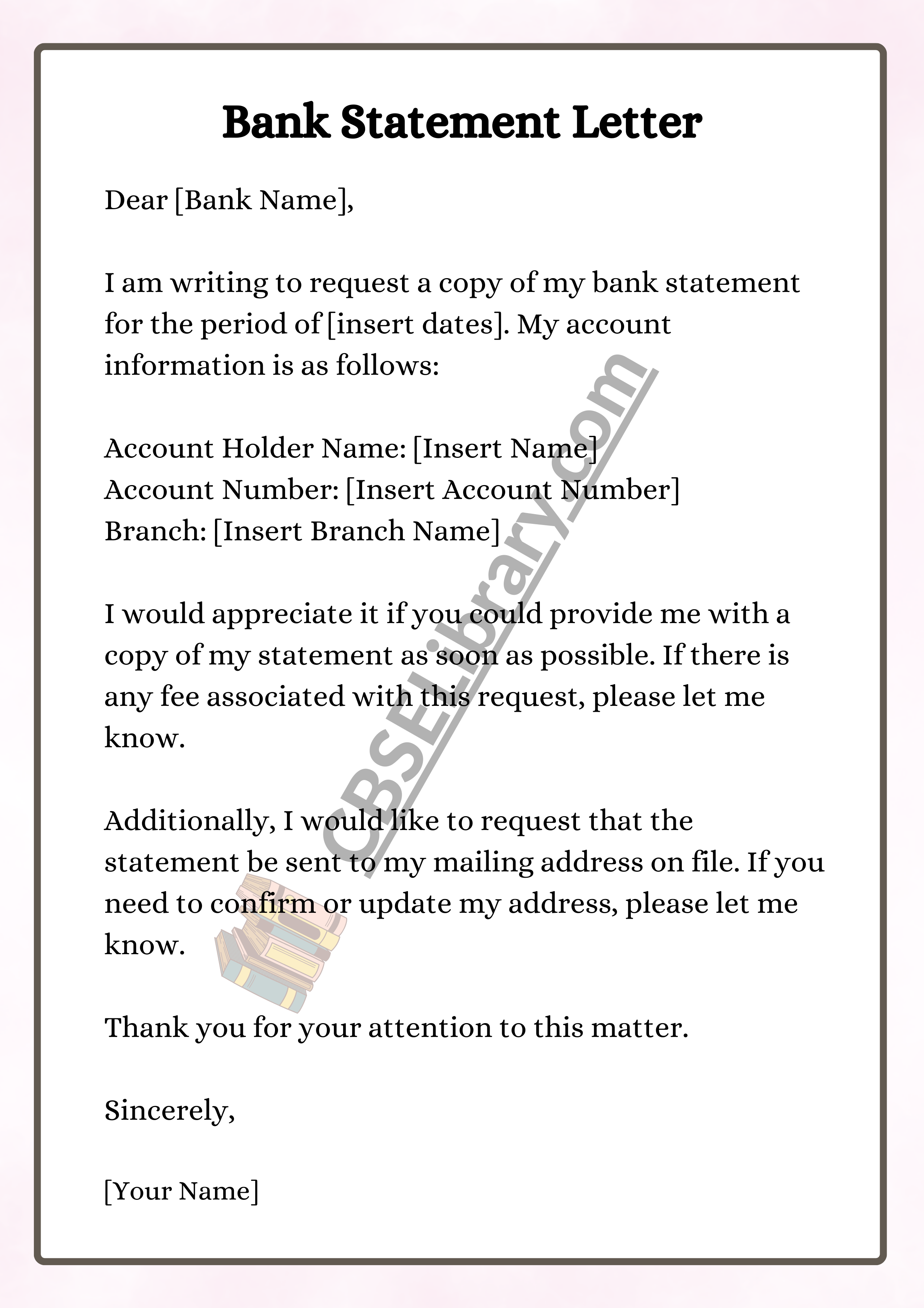 Bank Statement Letter