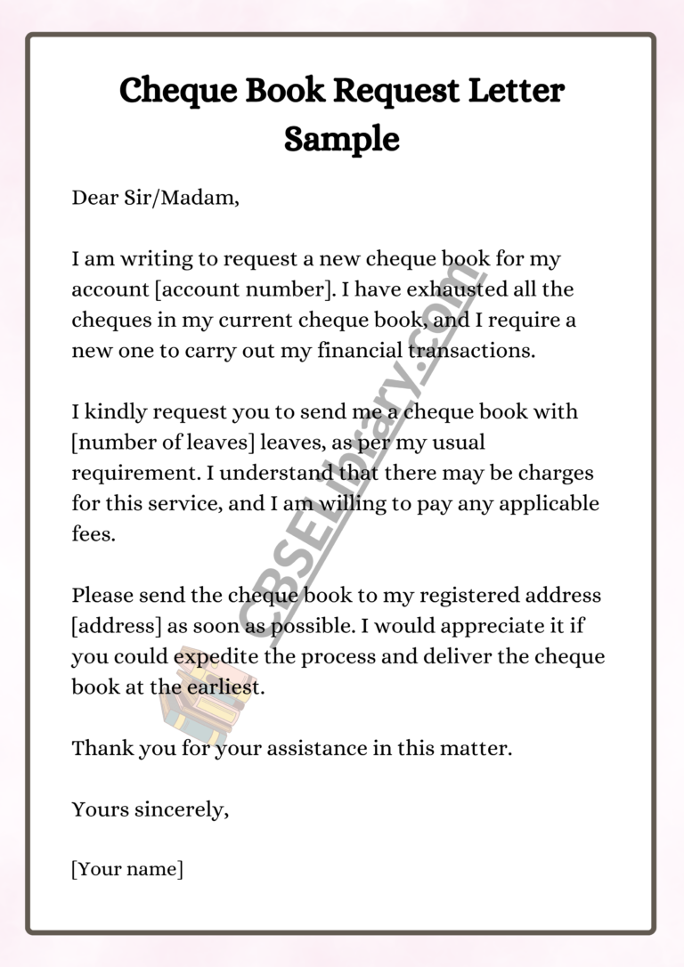 Cheque Book Request Letter Format Sample and How To Write Cheque Cheque Book Request Letter Format Sample and How To Write Cheque