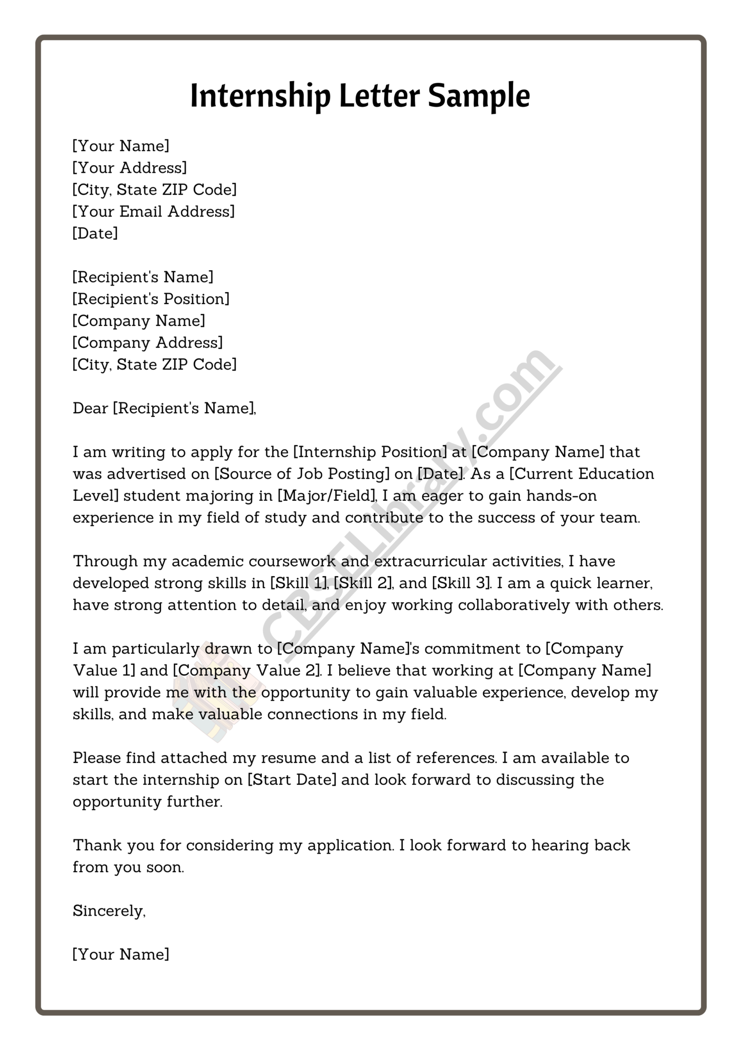 Internship Letter | Format, Samples, How to Write Internship Letter ...