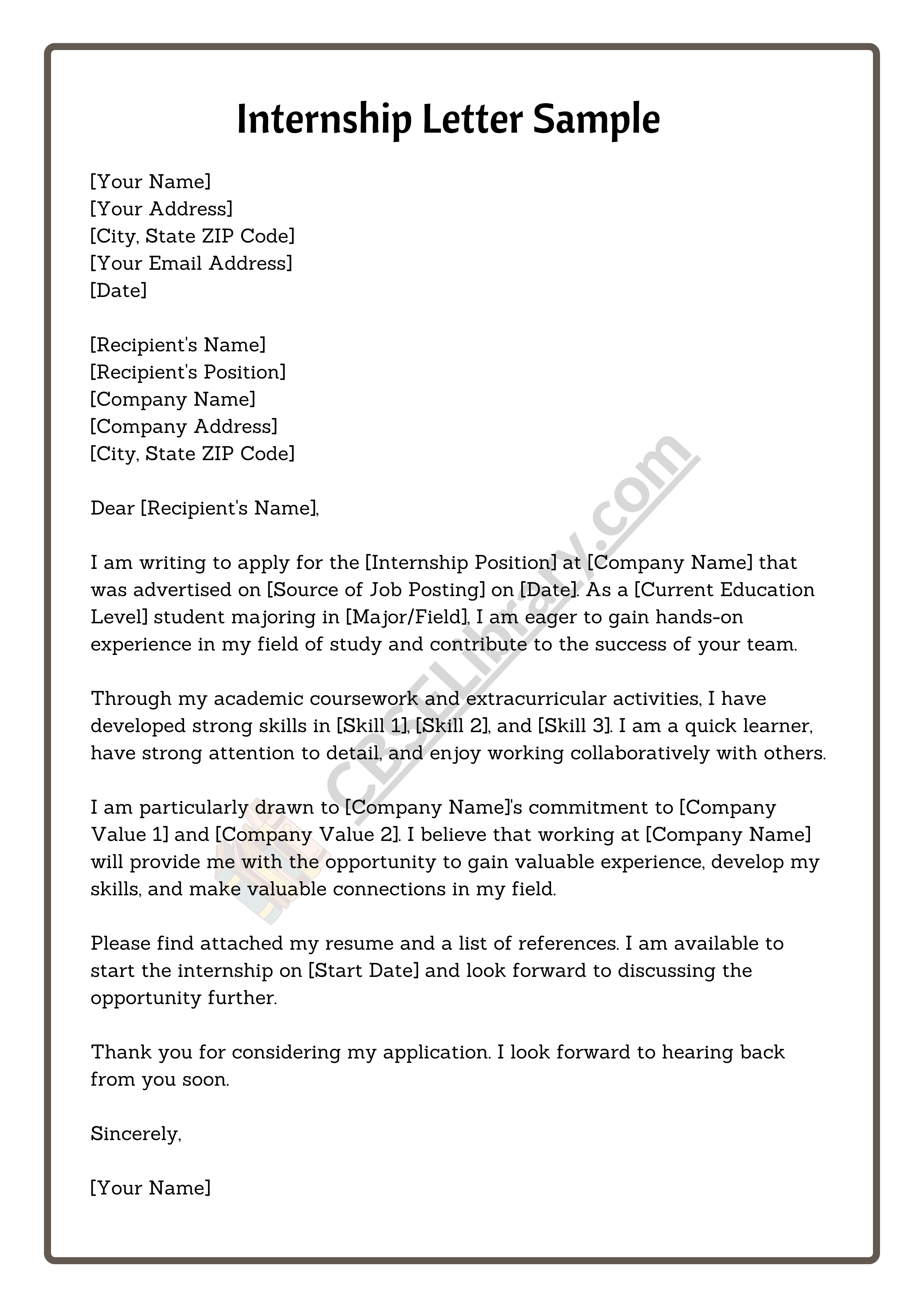 Internship Letter Sample