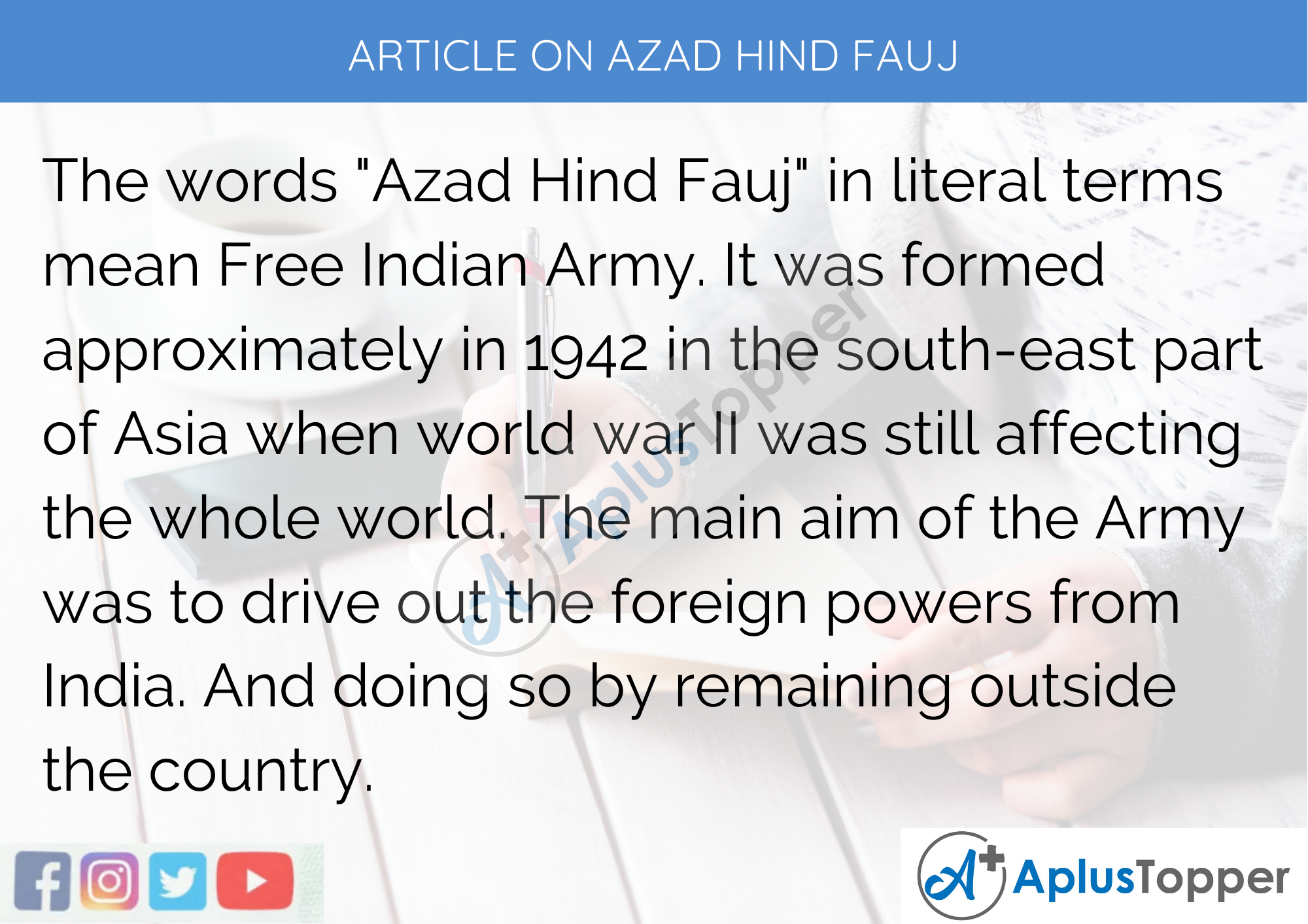 Long Article On Azad Hind Fauj 500 Words In English