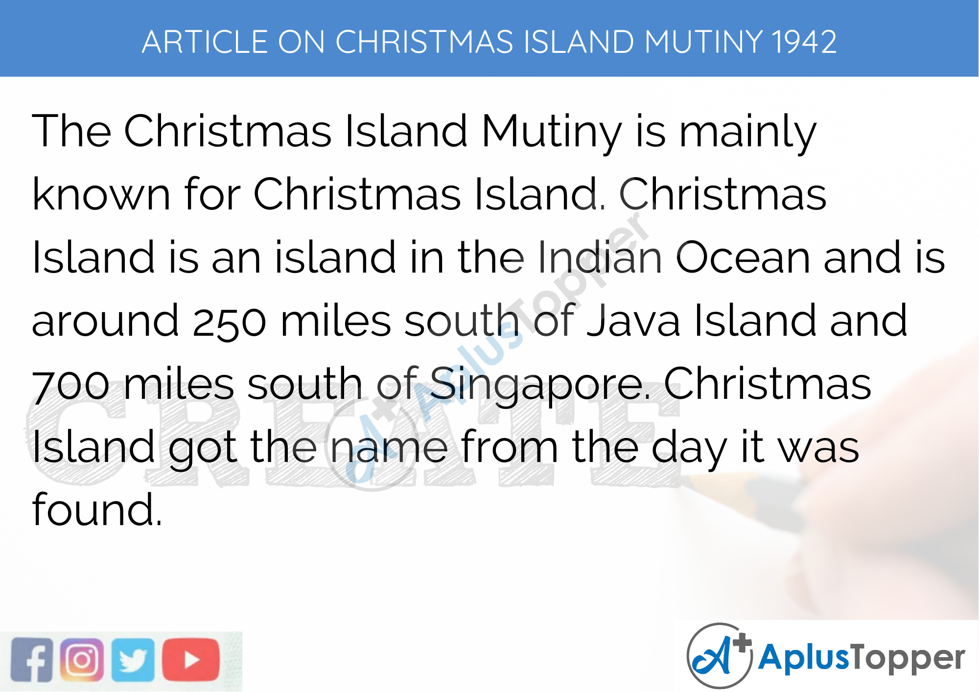 Long Article On Christmas Island Mutiny 1942 500 Words In English