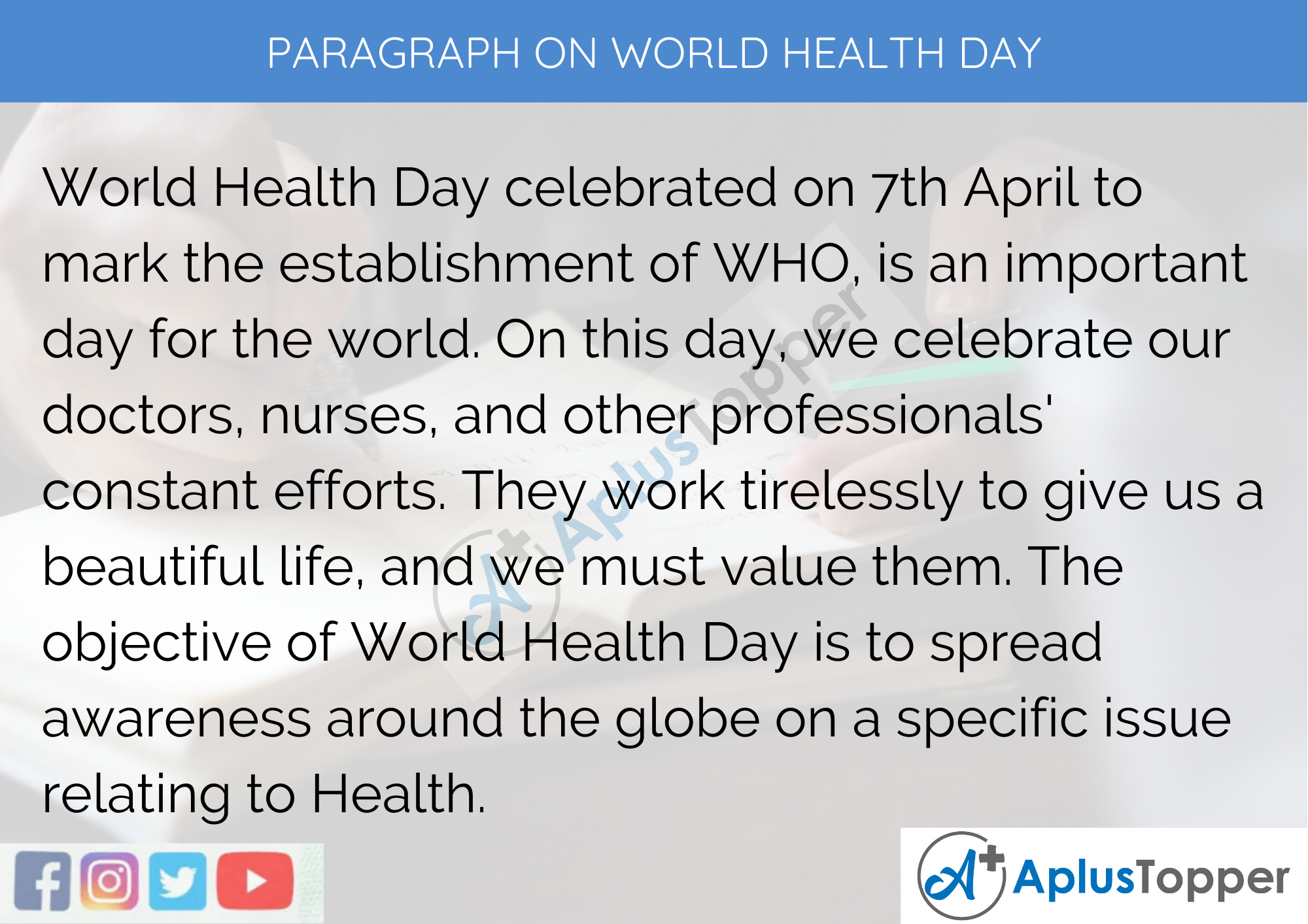 Paragraph On World Health Day - 250 to 300 Words for Classes 9, 10, 11, 12 And Competitive Exams Students