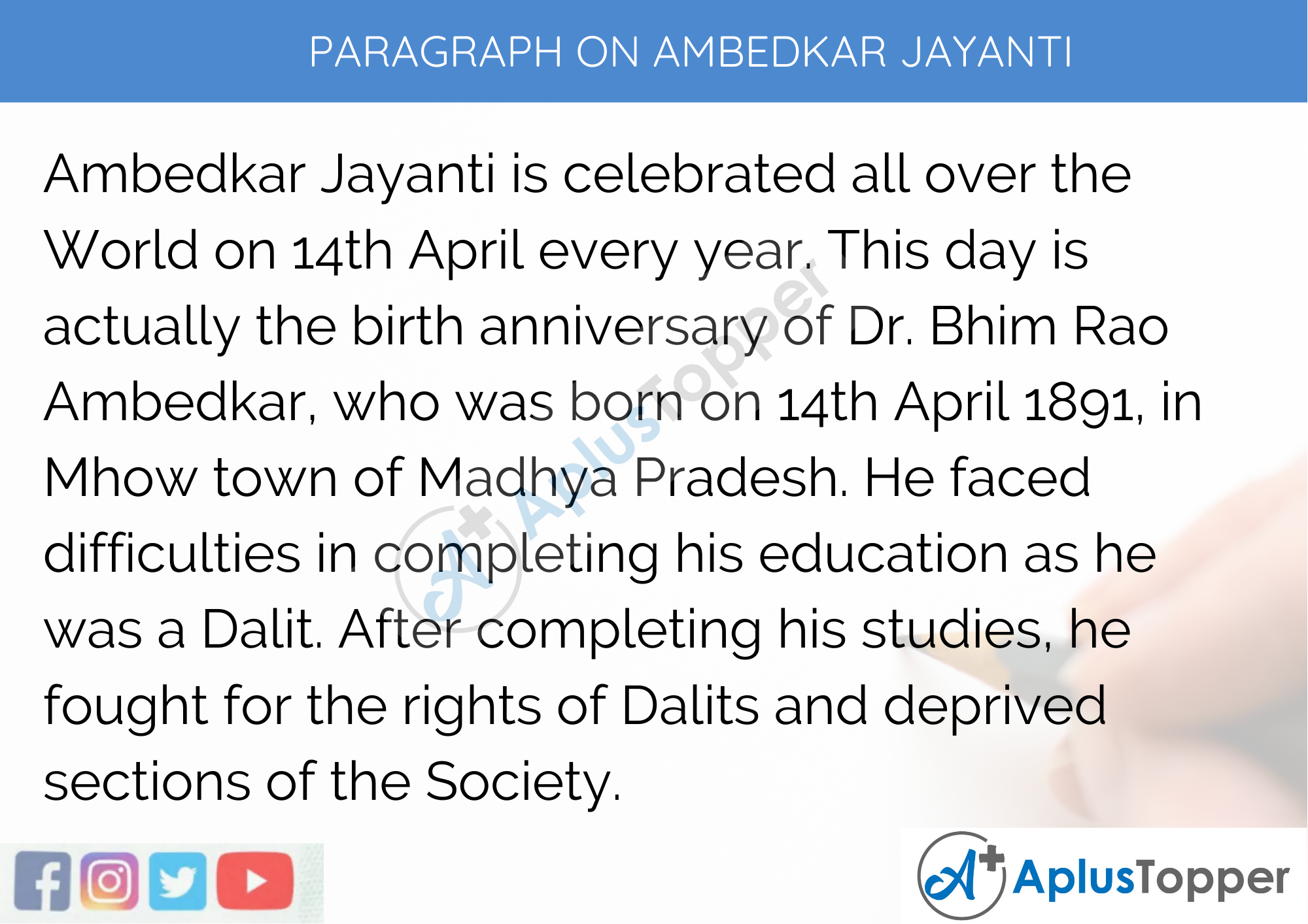Paragraph on Ambedkar Jayanti - 100 Words for Classes 1, 2, and 3 Kids