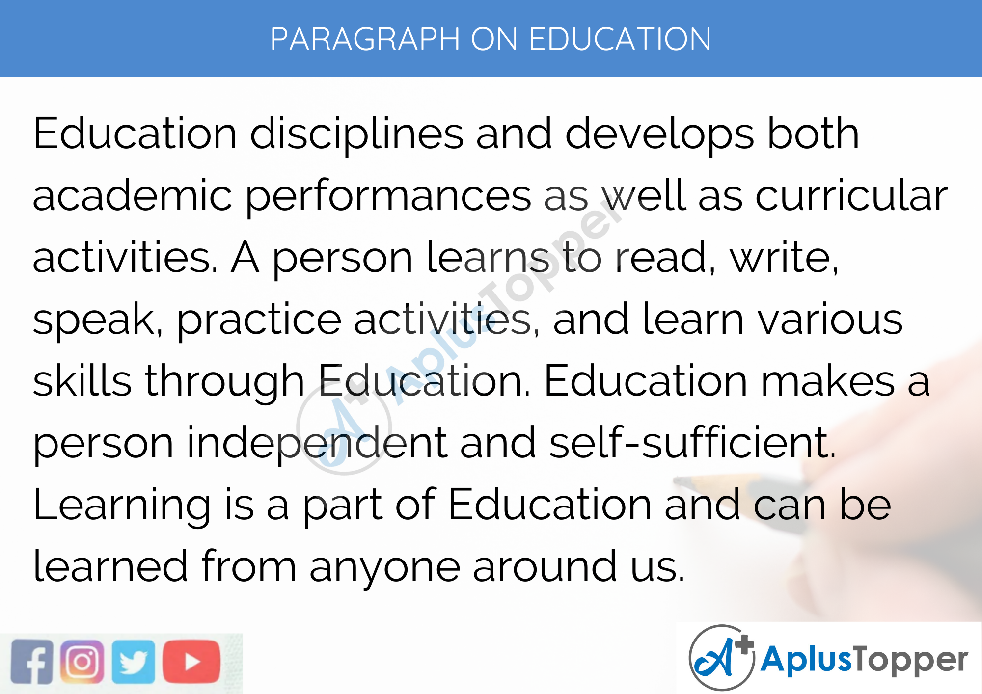 Paragraph on Education - 100 Words for Classes 1, 2, 3 and Kids