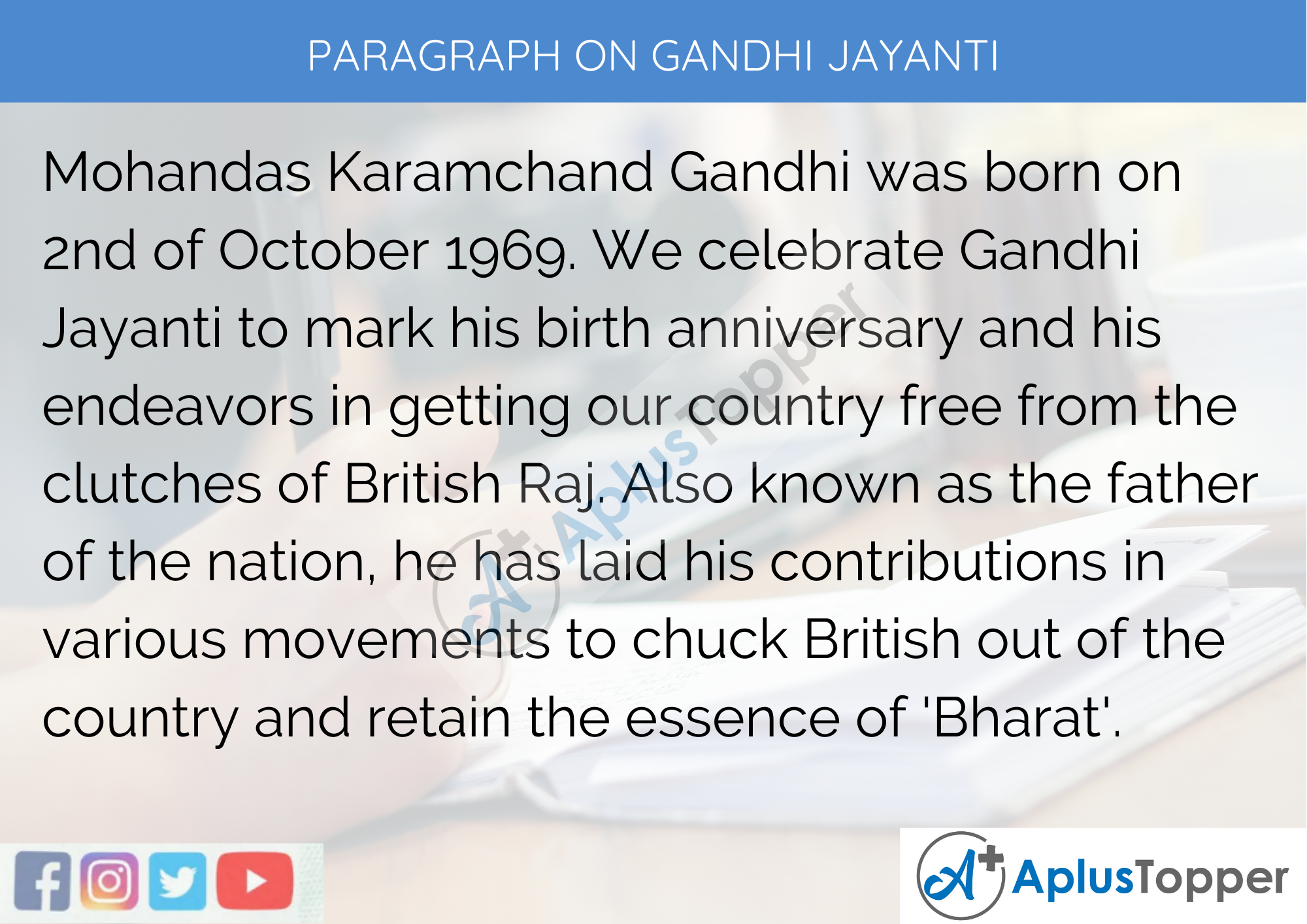 Paragraph on Gandhi Jayanti - 250 to 300 Words for Classes 9, 10, 11, 12 and Competitive Exams