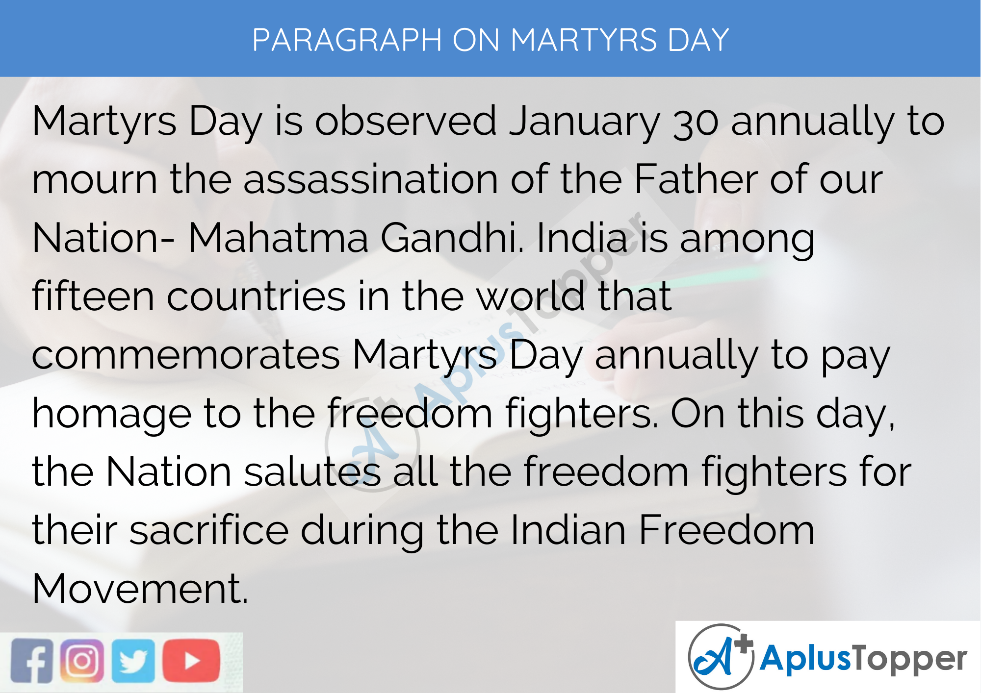 Paragraph on Martyrs Day - 100 Words for Classes 1, 2, and 3 Kids