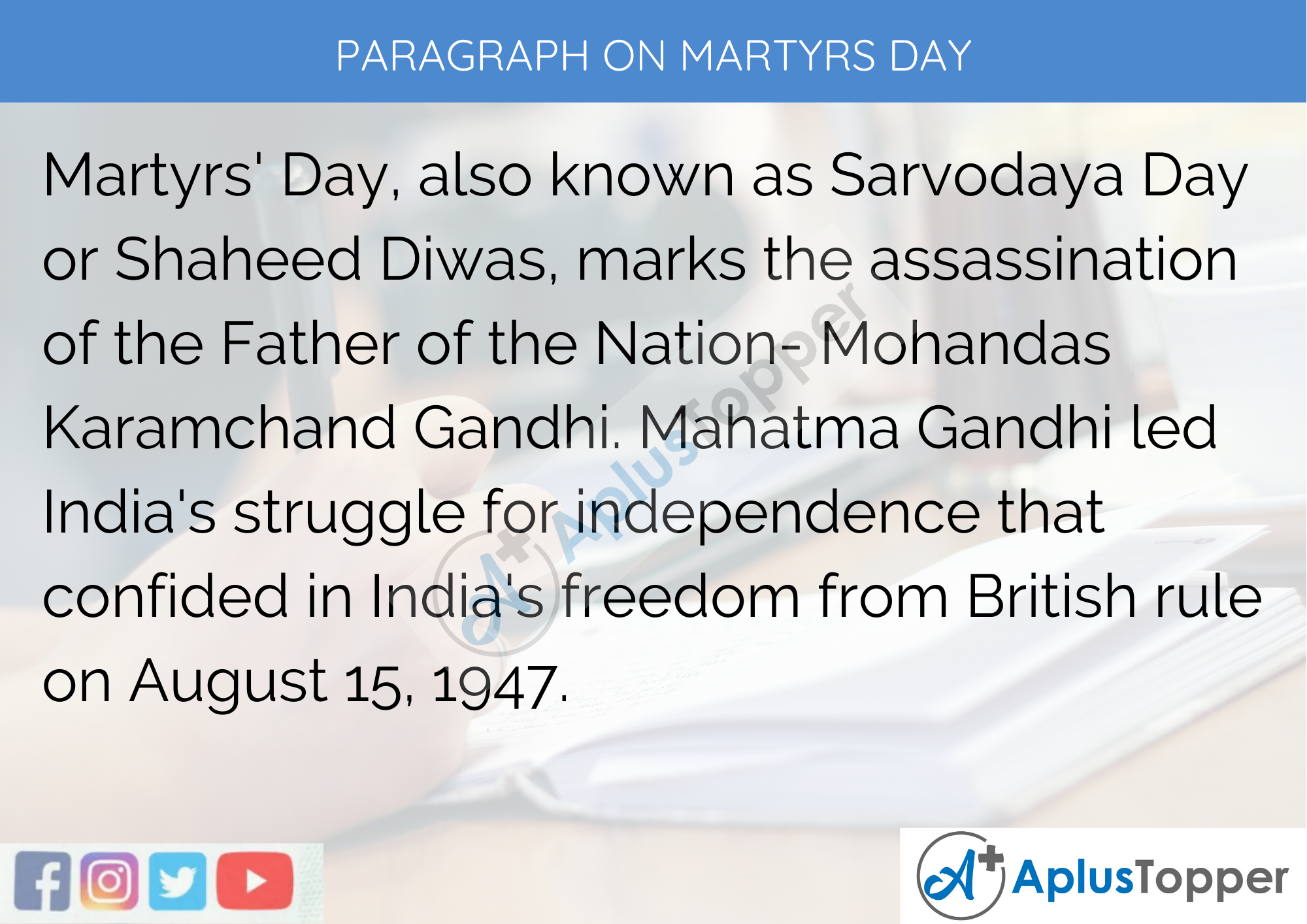 Paragraph on Martyrs Day - 250 to 300 Words for Classes 9, 10, 11, and 12, And Competitive Exam Aspirants