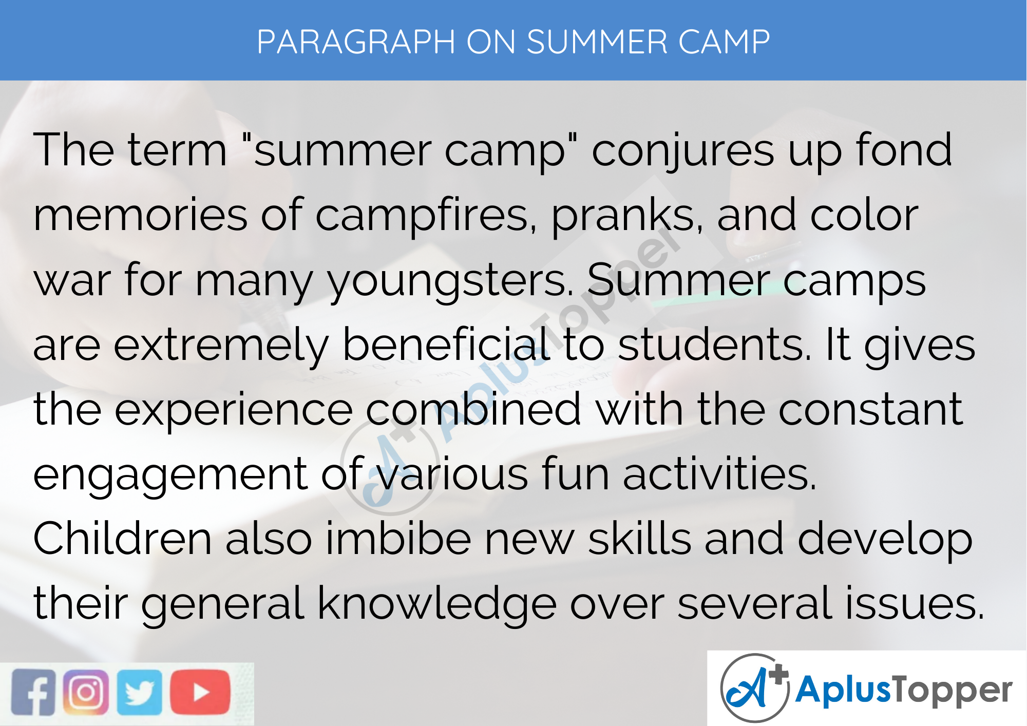 Paragraph on Summer Camp - 250 to 300 Words for Classes 9, 10, 11, and 12, And Competitive Exam Students