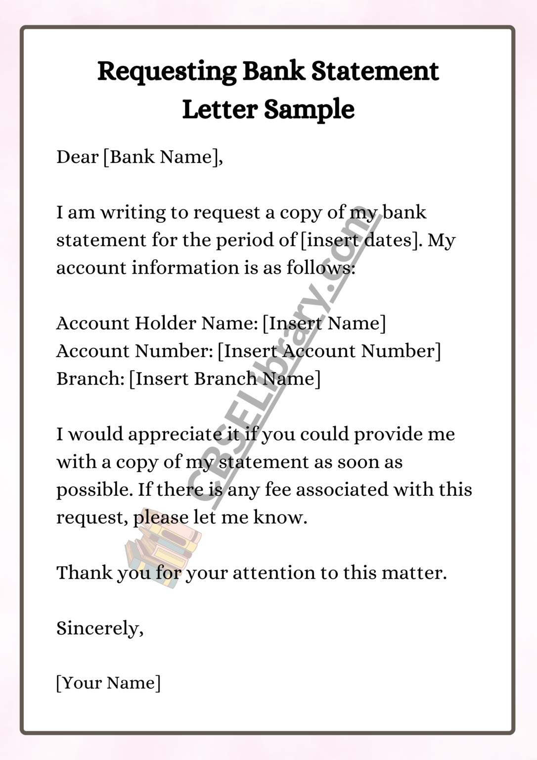 Bank Statement Letter | Format Sample and How To Write Bank Statement ...