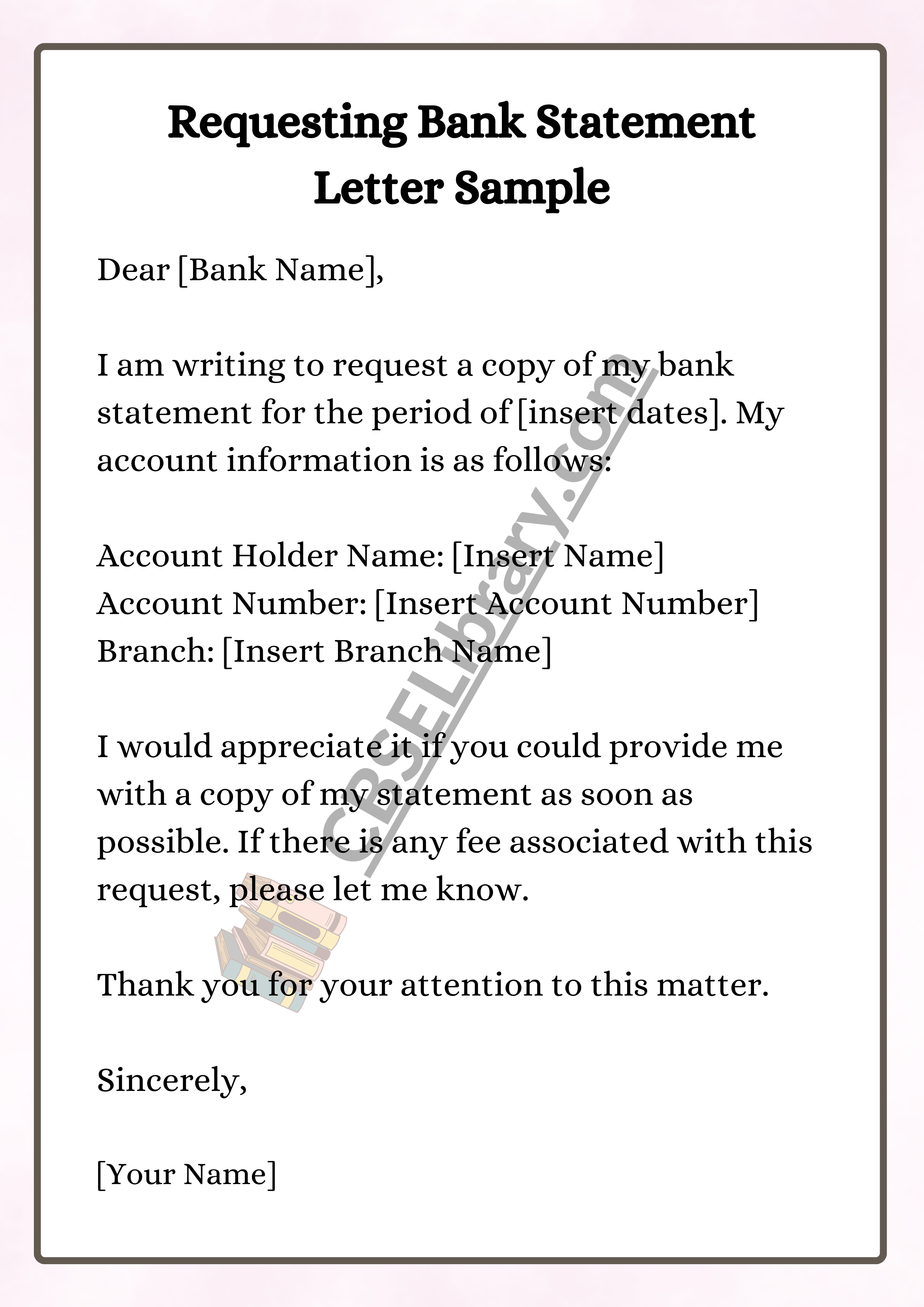 Requesting Bank Statement Letter Sample