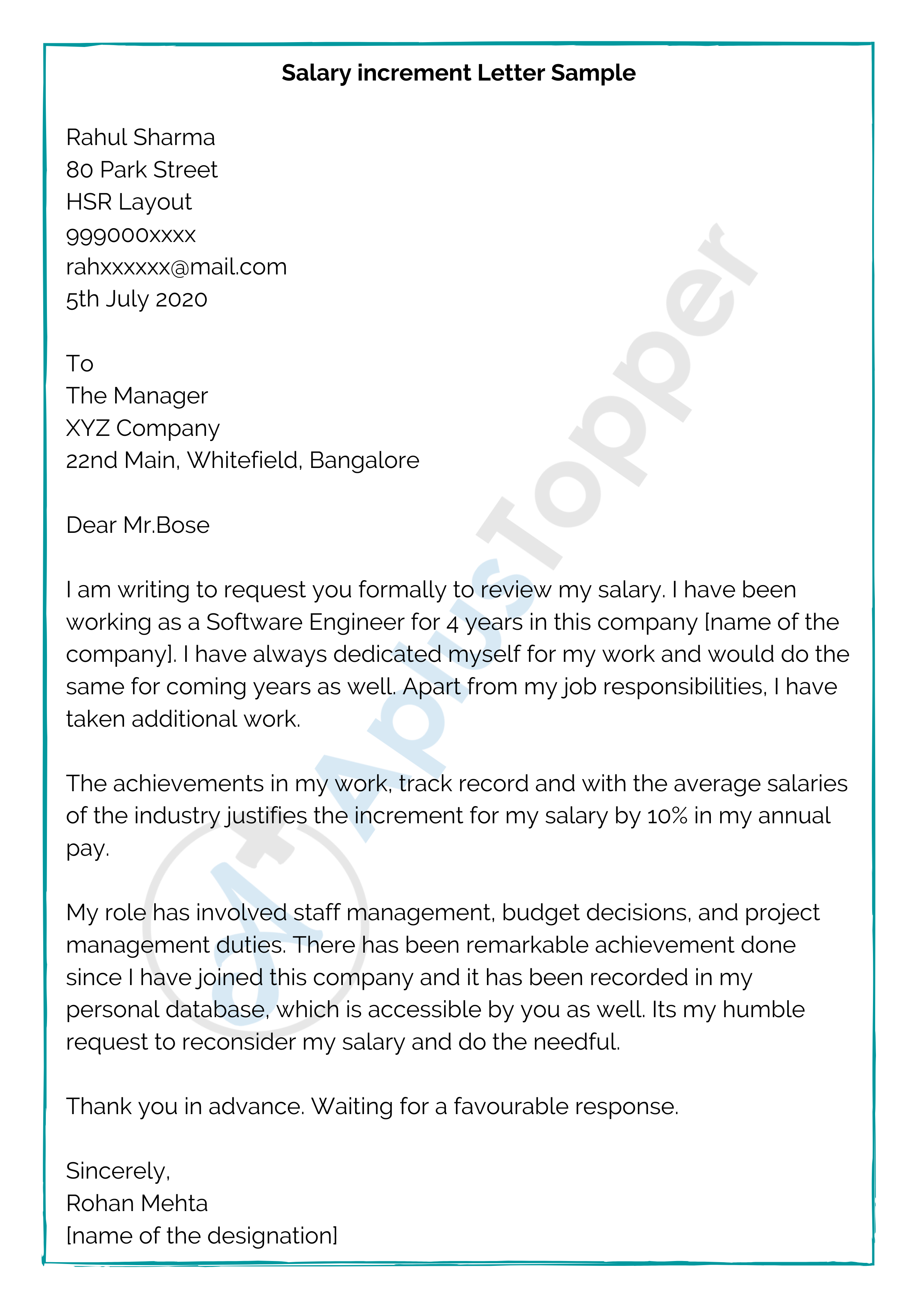 Salary Increment Letter | Format, Samples, How To Write Salary ...