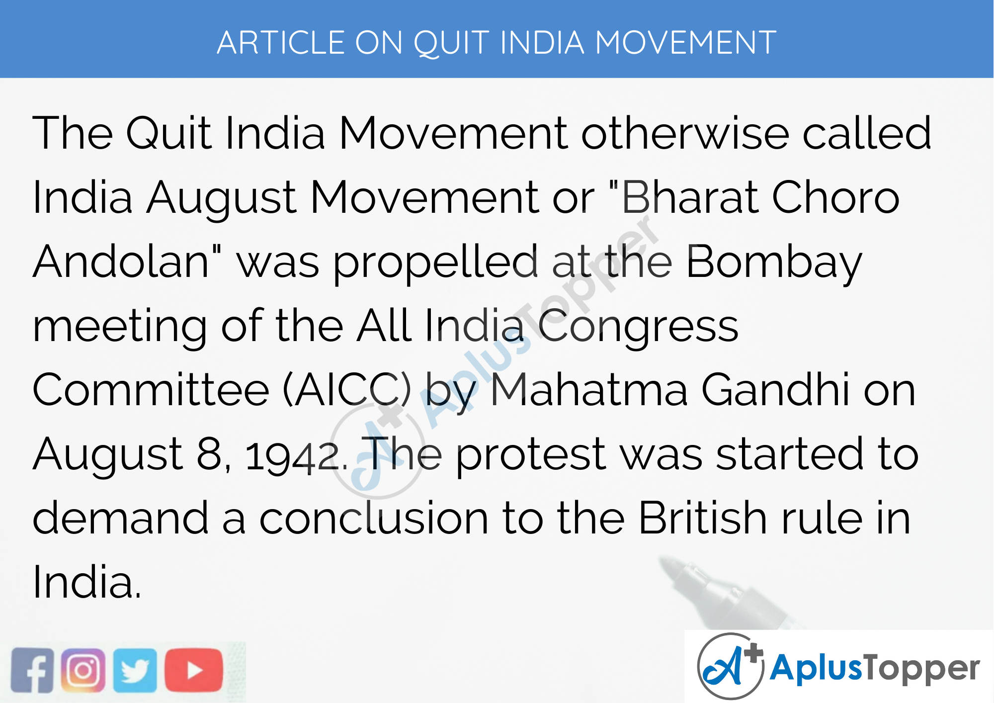 Short Article On Quit India Movement