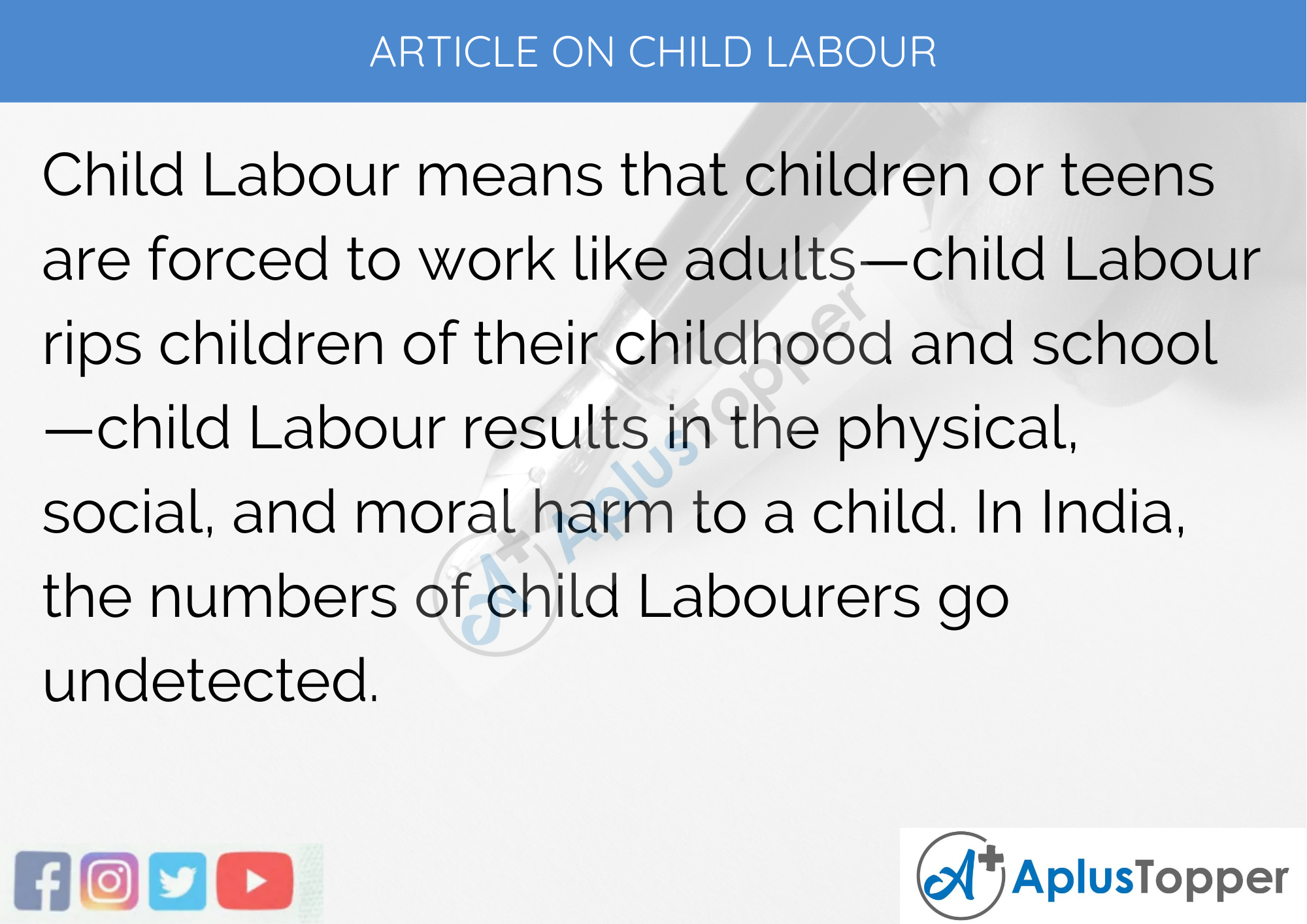 Short Article on Child Labour 200 Words in English
