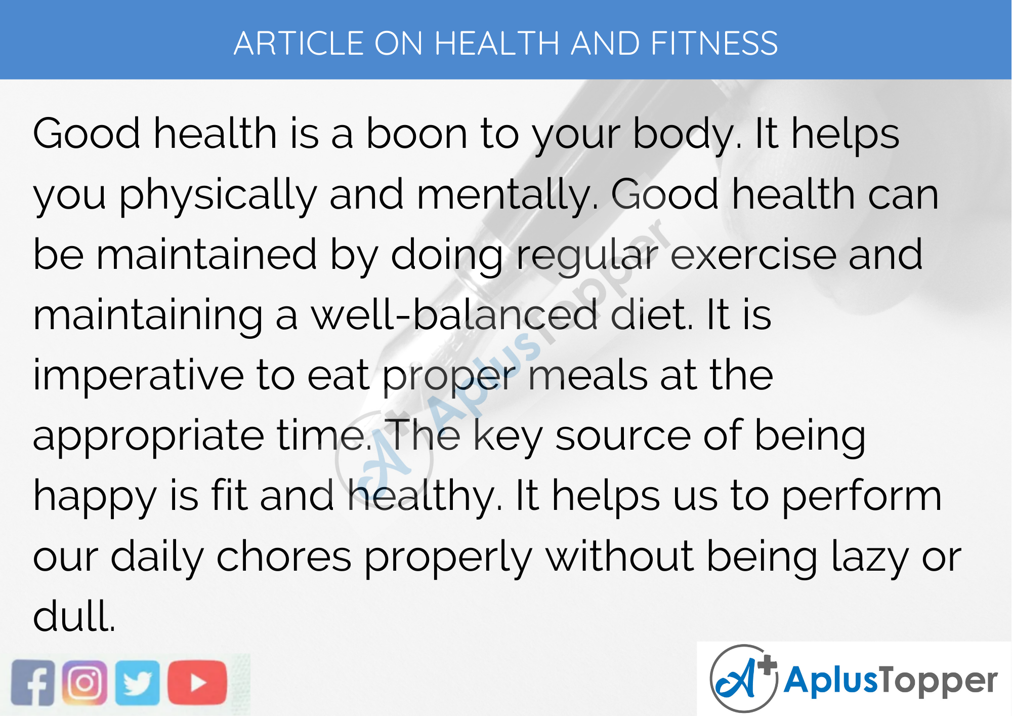 Short Articles on Health and Fitness 200 Words in English