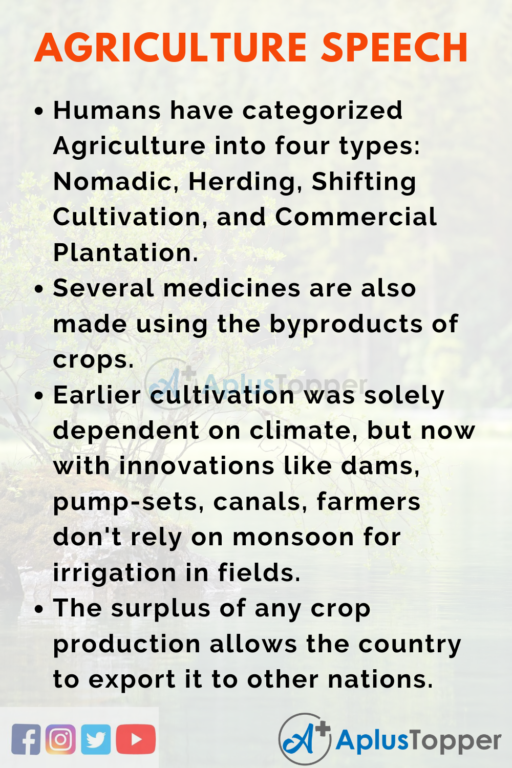 10 Lines On Agriculture Speech In English 