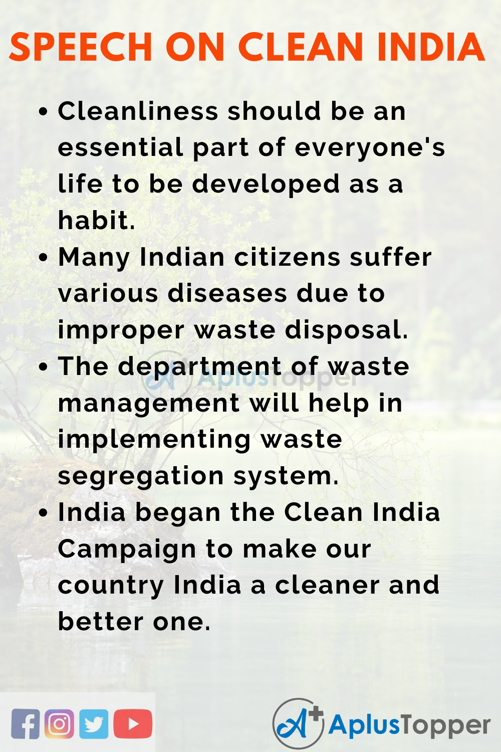 10 Lines On Clean India Speech