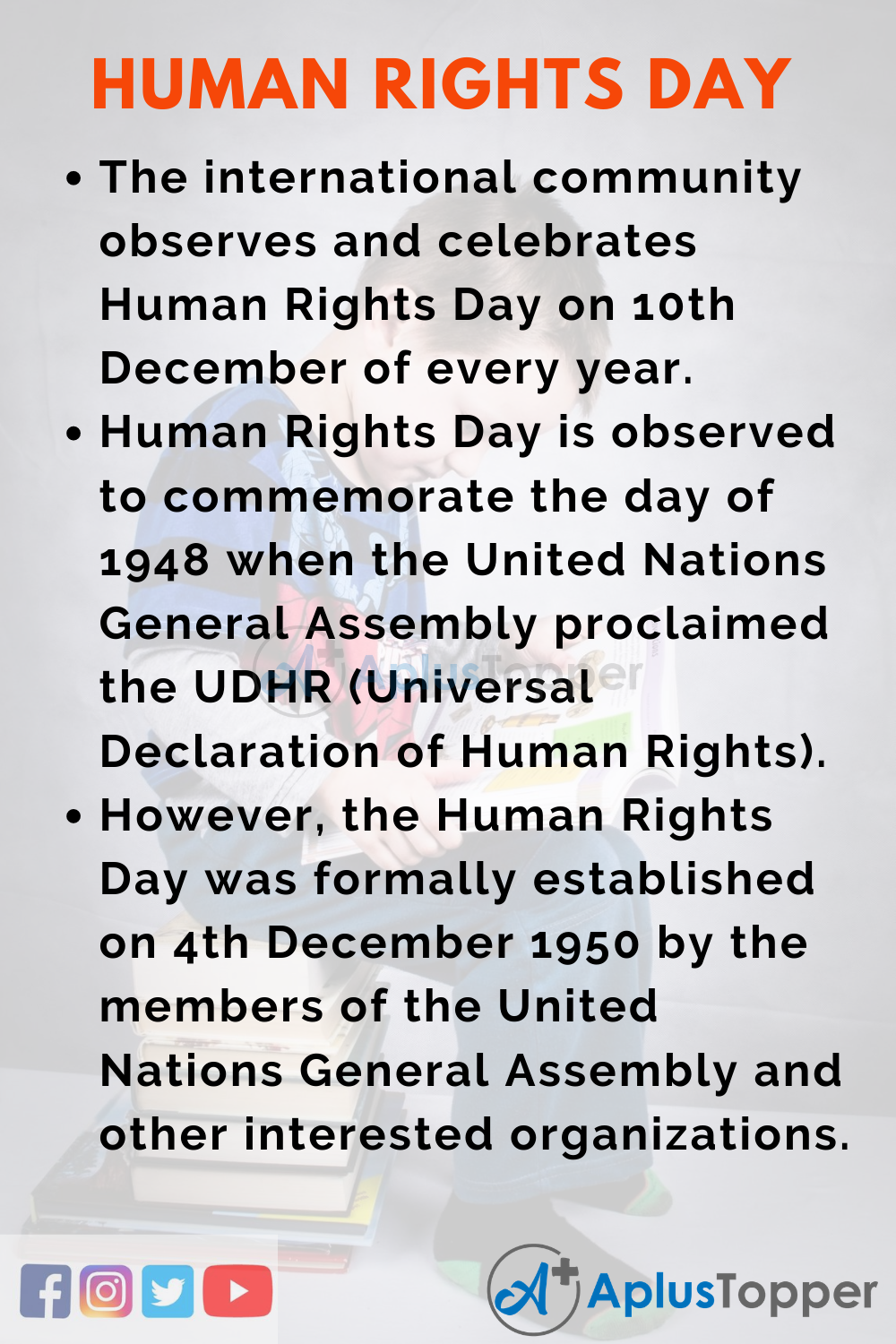 10 Lines On Human Rights Day for Higher Class Students