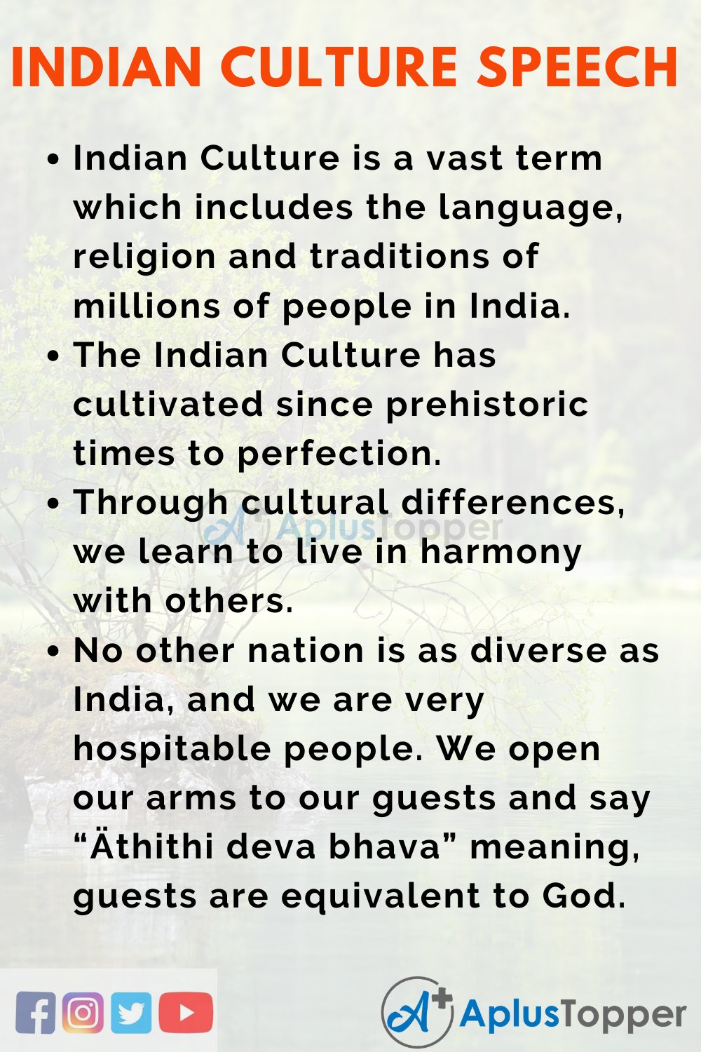 10 Lines On Indian Culture Speech In English