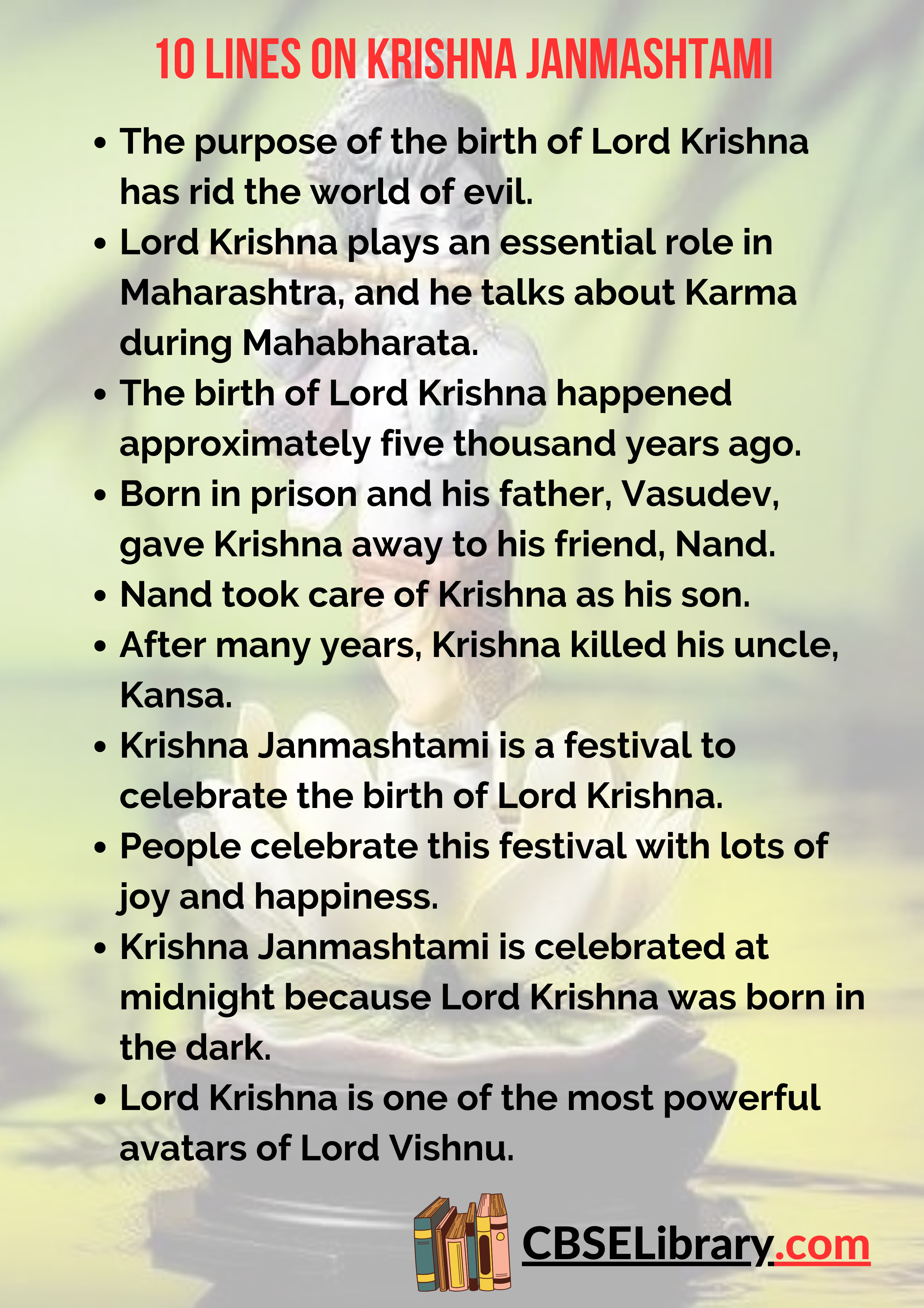 10 Lines On Krishna Janmashtami