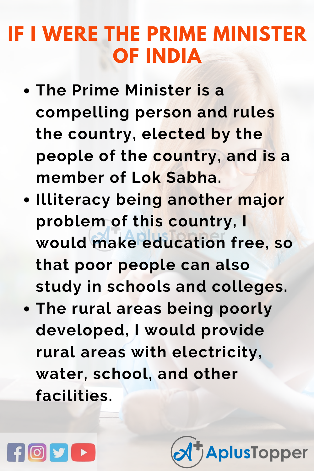 10 Lines On Speech On 'If I Were The Prime Minister Of India' In English