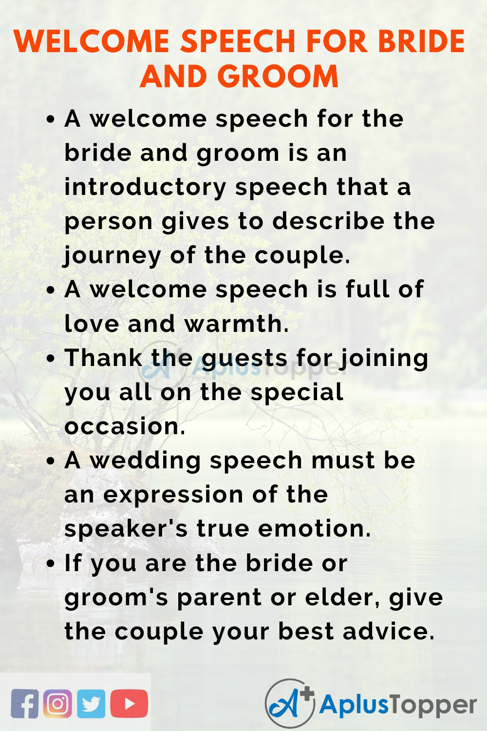 10 Lines On Welcome Speech for Bride And Groom In English