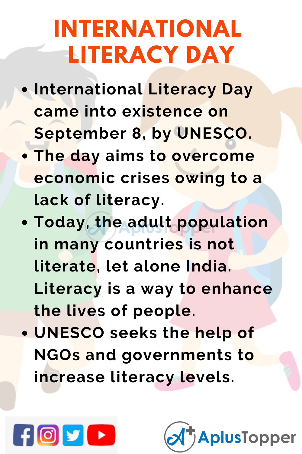 10 Lines on International Literacy Day for Higher Class Students