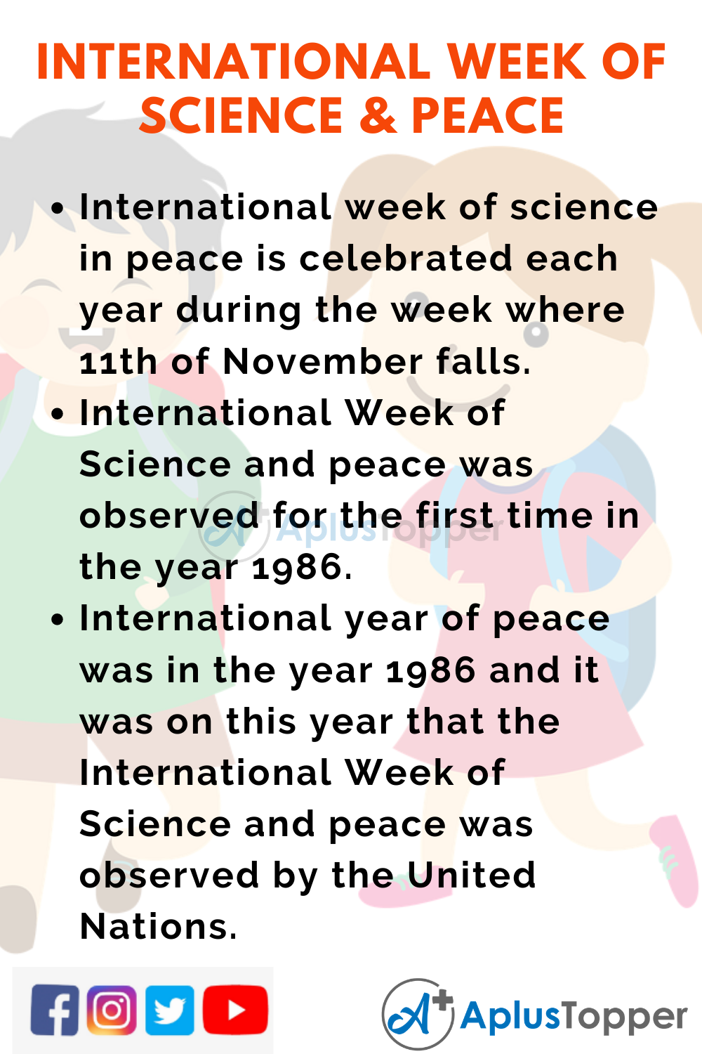 10 Lines on International Week of Science and Peace for Kids