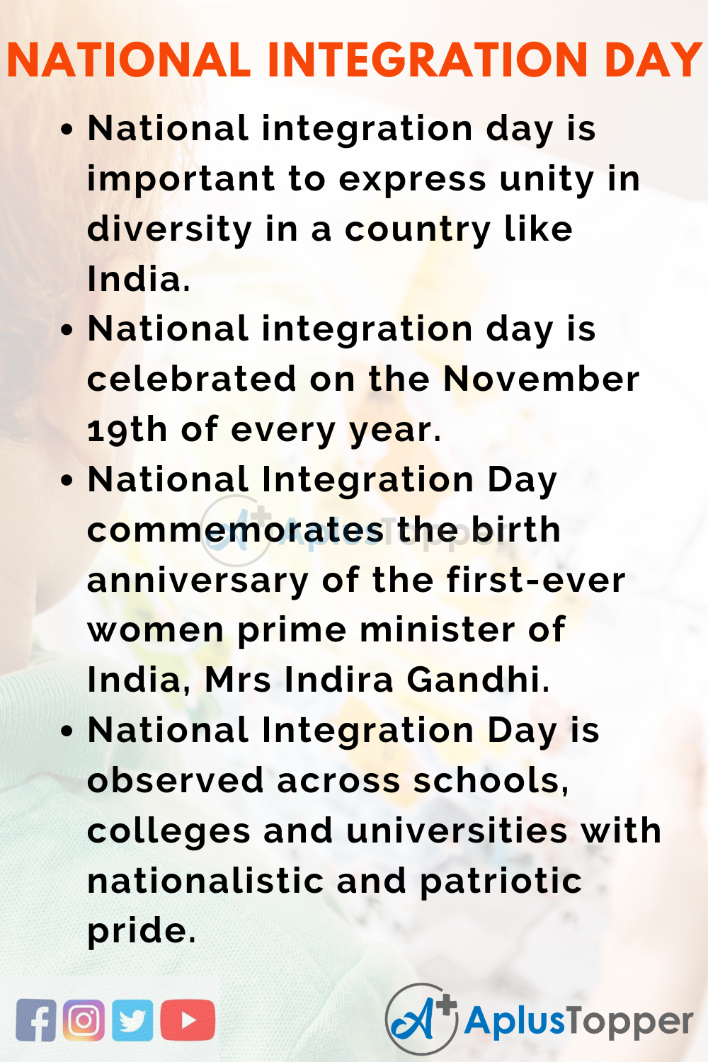 10 Lines on National Integration Day for Kids