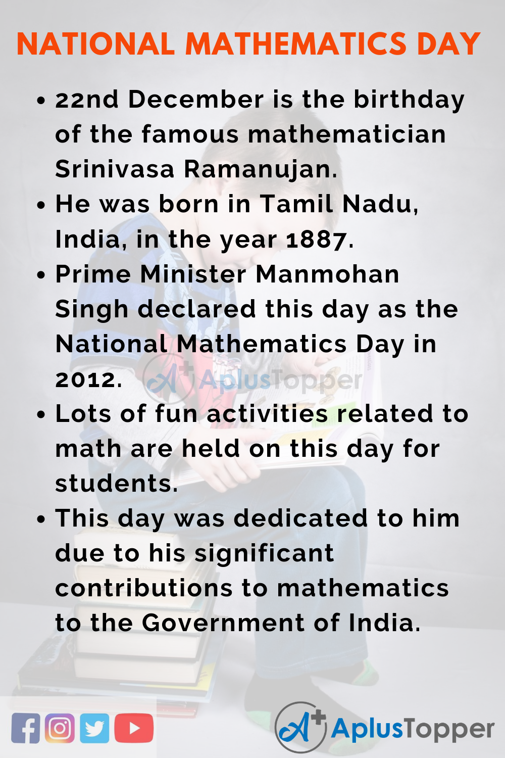 10 Lines on National Mathematics Day for Kids