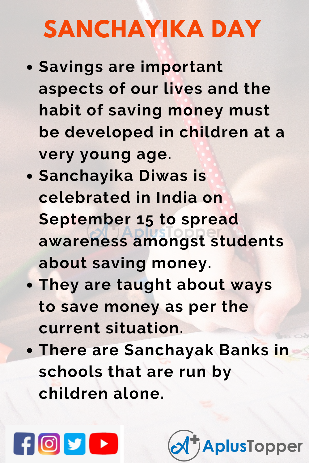 10 Lines on Sanchayika Day for Higher Class Students