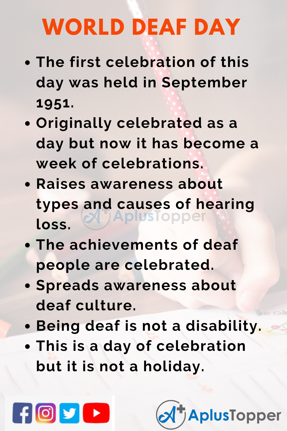 10 Lines on World Deaf Day for Kid