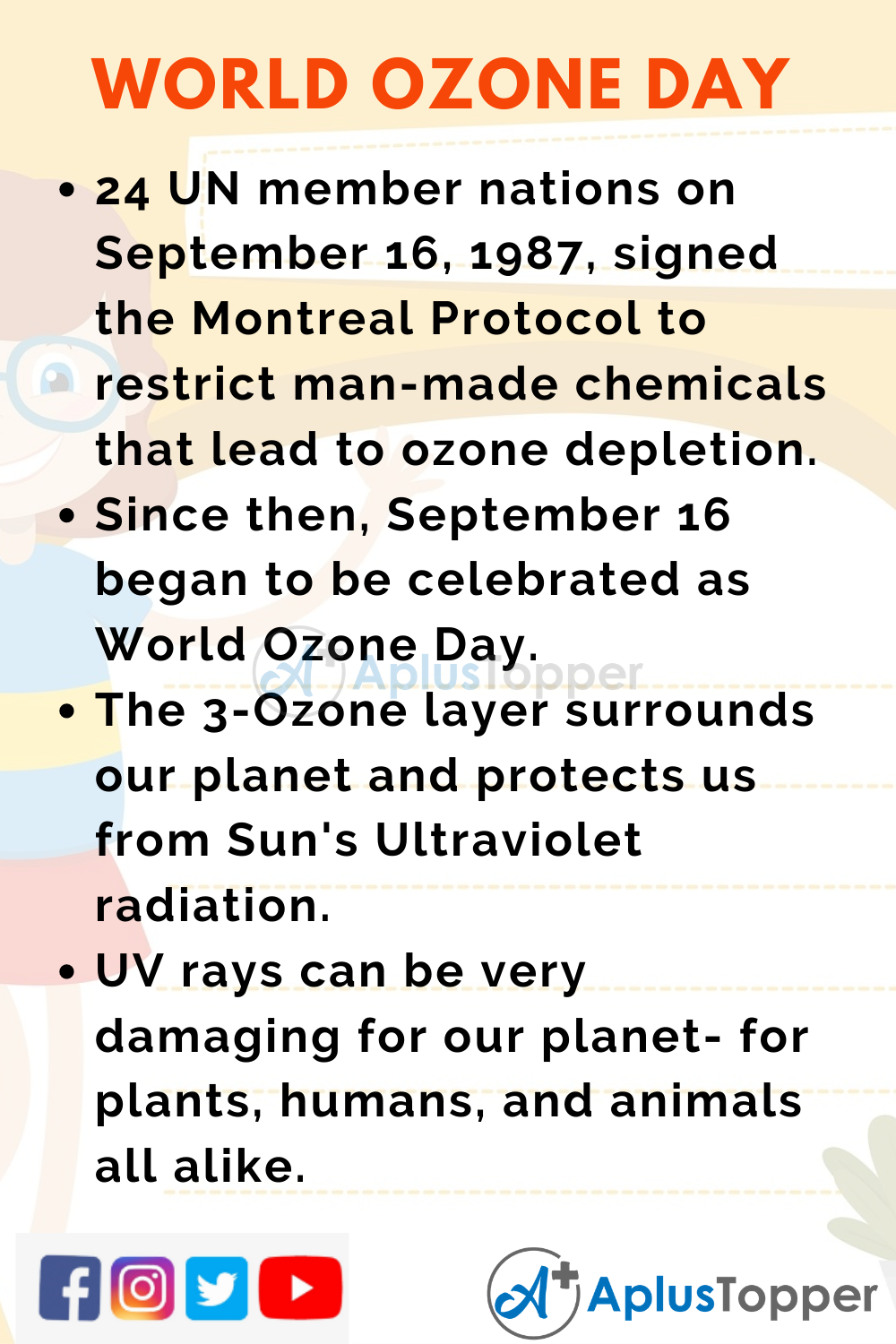 10 Lines on World Ozone Day for Higher Class Students