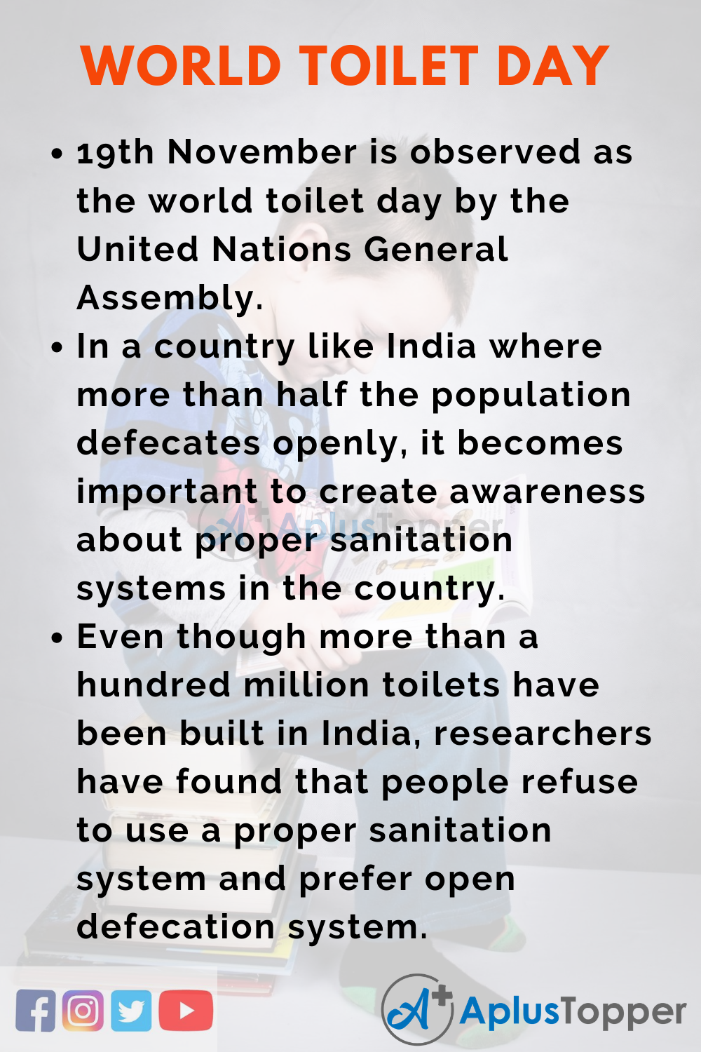 10 Lines on World Toilet Day for Higher Class Students