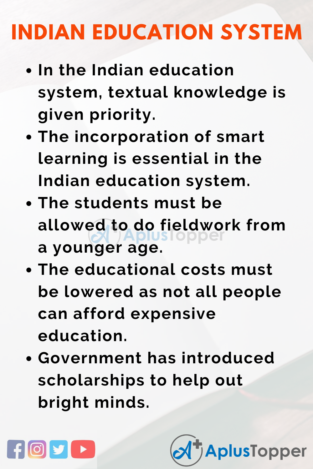 Short Speech On Indian Education System 150 Words In English