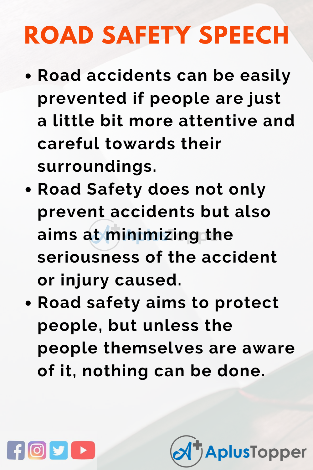 Short Speech On Road Safety 150 Words In English