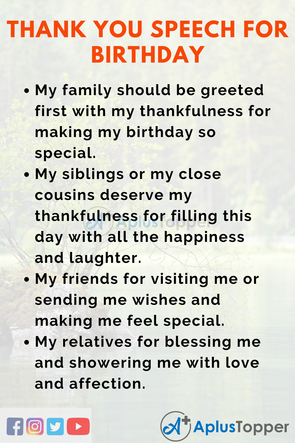 10 Lines On Thank You Speech for Birthday In English