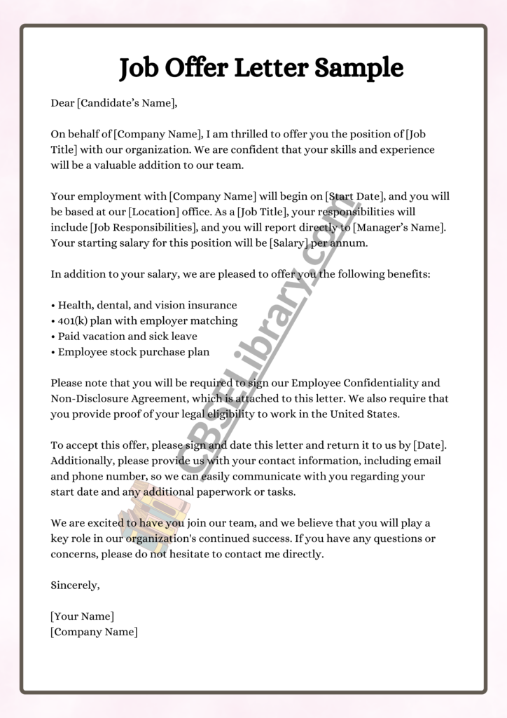 Job Offer Letter | Format, Sample, Template and How To Write a Job ...