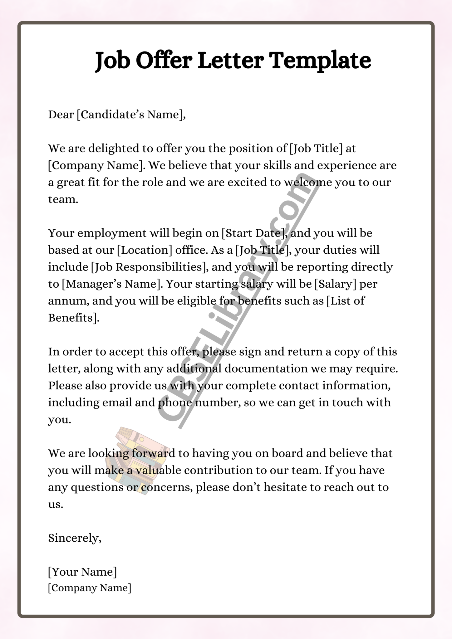 Job Offer Letter | Format, Sample, Template and How To Write a Job ...